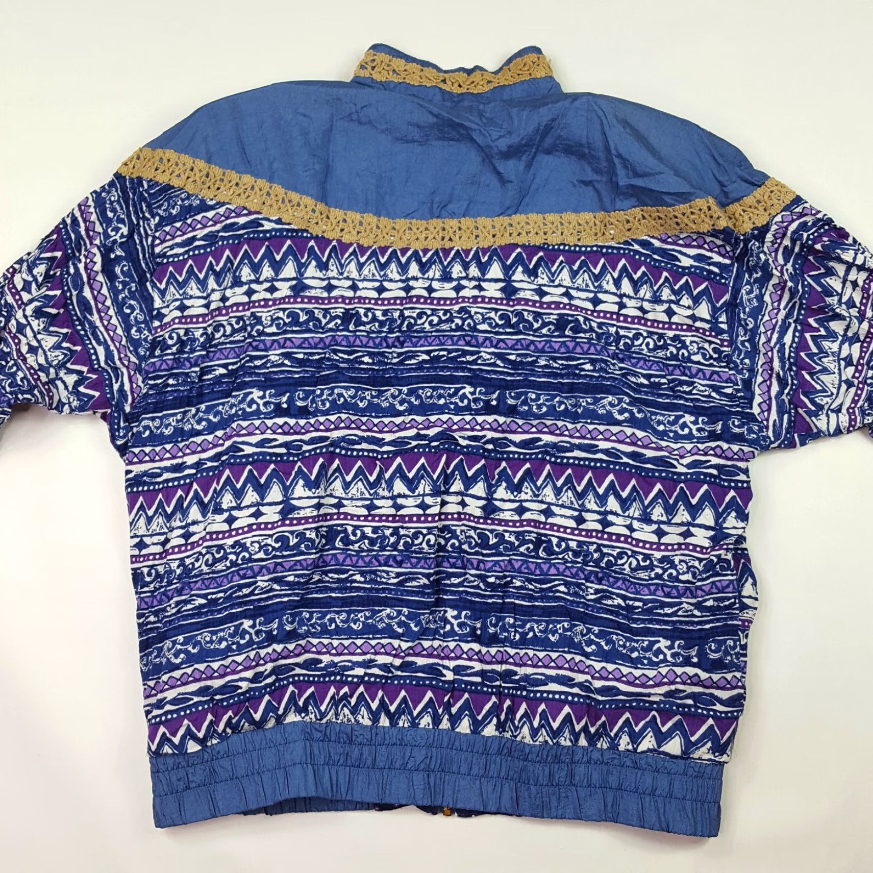 Vintage VINTAGE Beaded Purple Blue Aztec Women's Size M Zip Up Retro Windbreaker Jacket Size M / US 6-8 / IT 42-44 - 7 Thumbnail