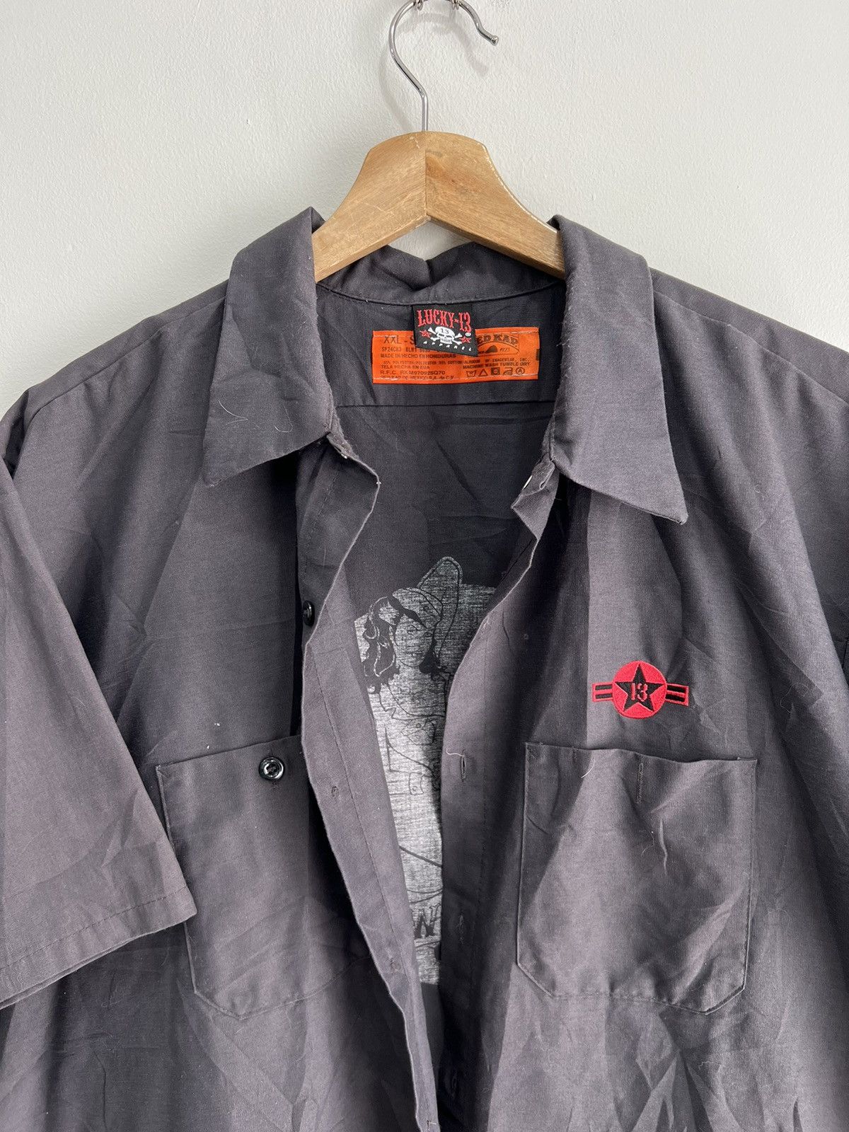 Vintage Vtg Lucky 13 Button Up Shirt plane bombs away cropped xxl Size US XXL / EU 58 / 5 - 3 Thumbnail