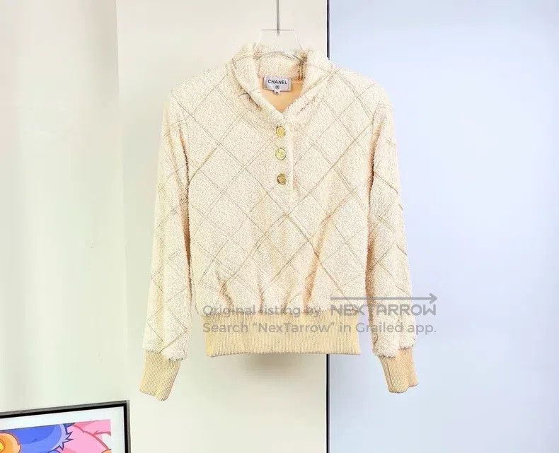 Chanel Chanel White gold towel material knitting sweater Size XXS / US 00 / IT 34 - 1 Thumbnail
