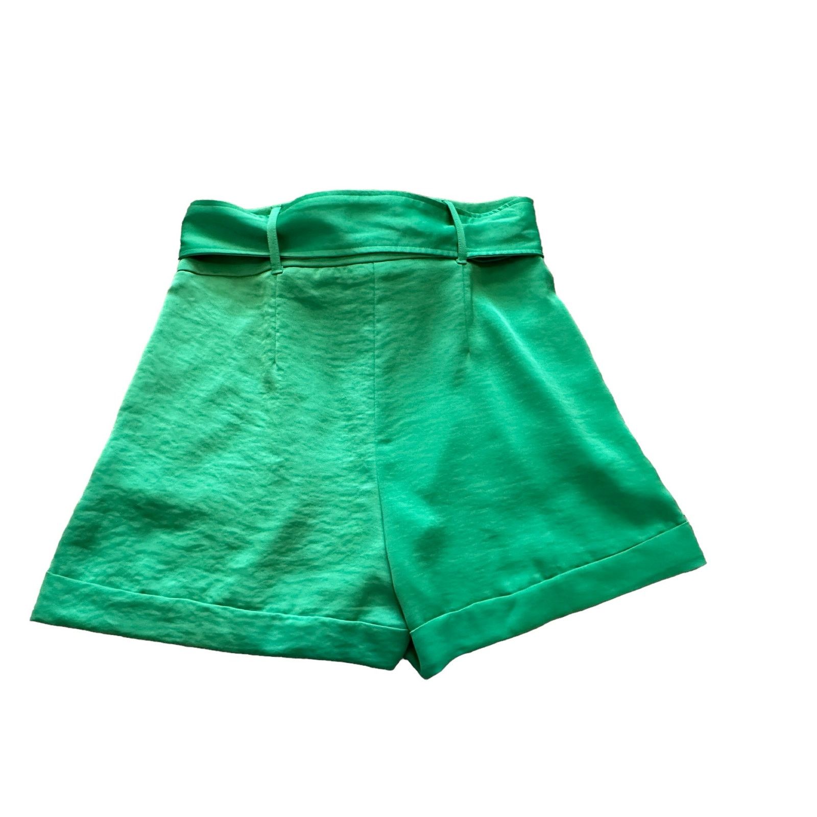 Express Express Womens 4 Shortie Super High Rise Green Belted Shorts Size 27" / US 4 / IT 40 - 6 Thumbnail