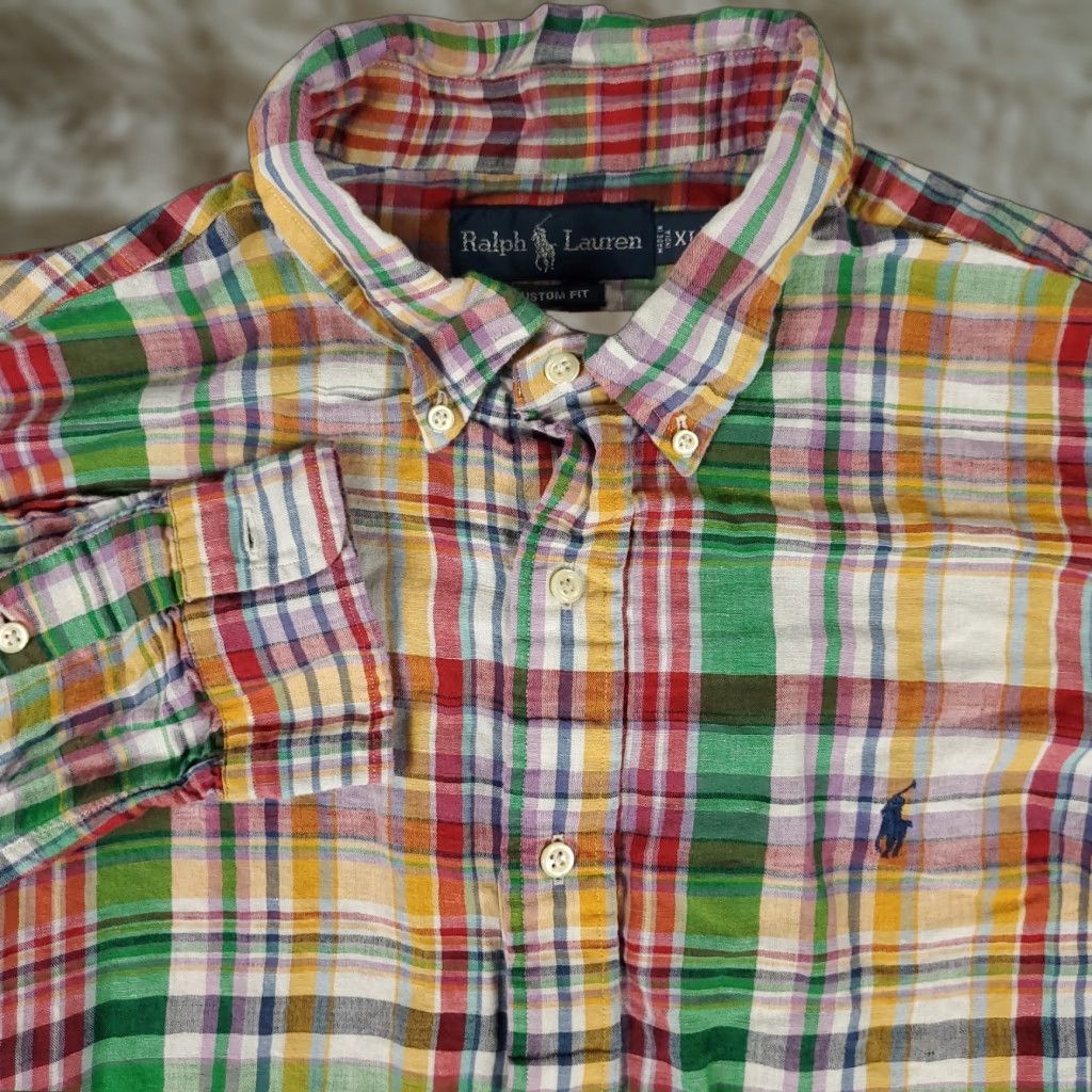 Ralph Lauren VINTAGE Ralph Lauren Shirt Mens XL Long Sleeve Button Up Plaid Linen Casual Classic Size US XL / EU 56 / 4 - 1 Thumbnail