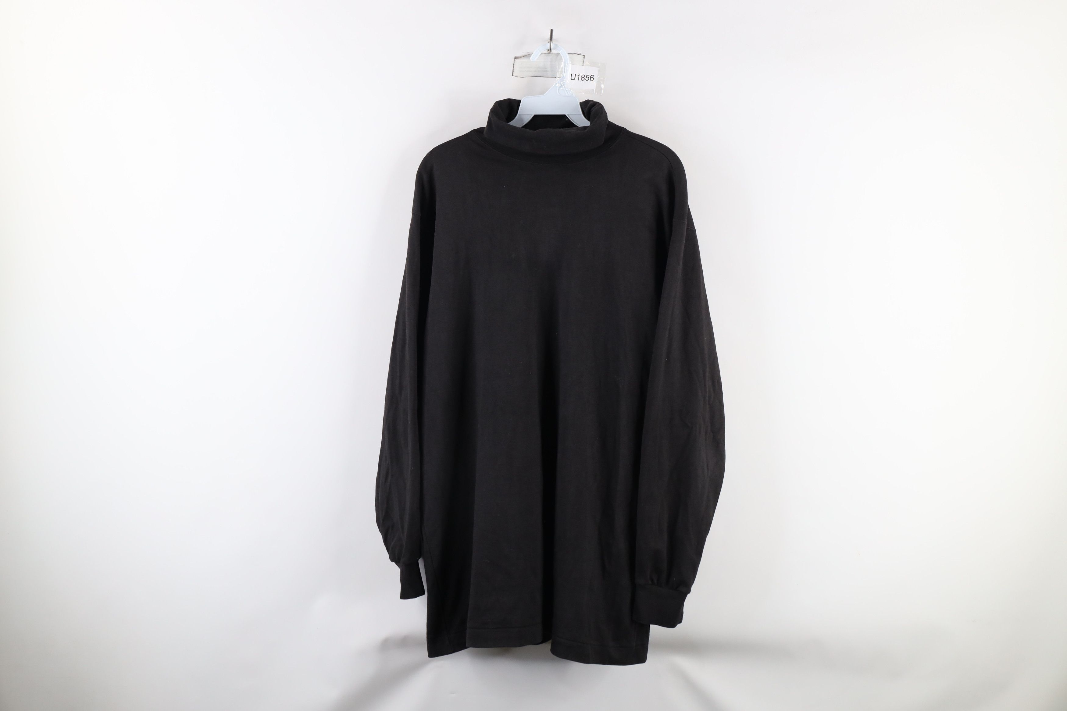 Vintage Vintage 90s Streetwear Blank Cotton Turtleneck T-Shirt Black Size US L / EU 52-54 / 3 - 1 Thumbnail