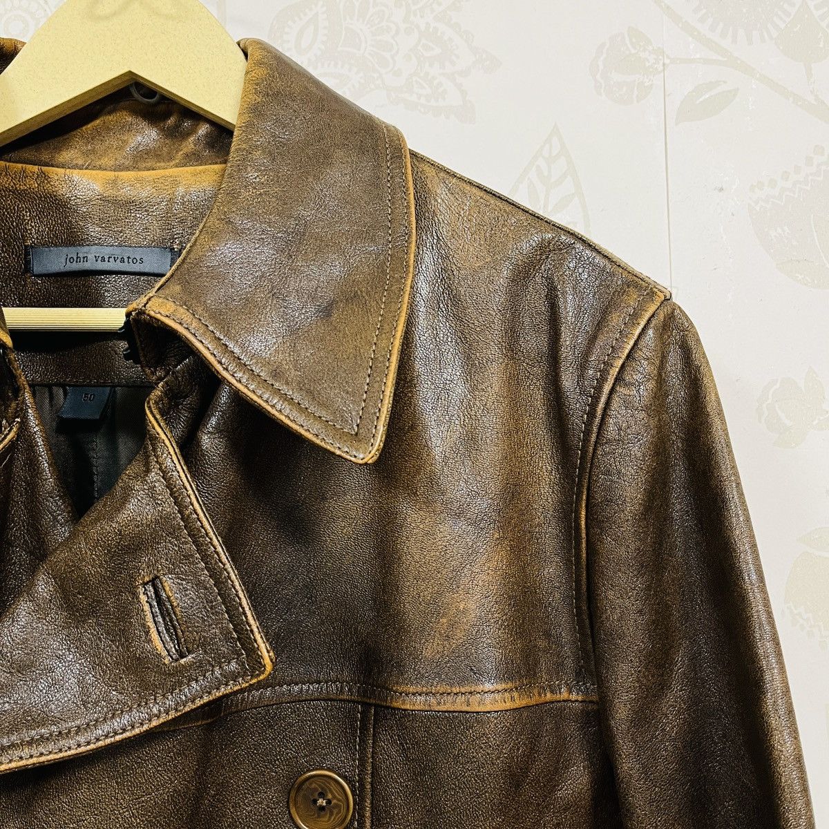 Genuine Leather × John Varvatos JOHN VARVATOS GOAT LEATHER TRENCH COAT ITALY SIZE 52 Size US L / EU 52-54 / 3 - 8 Thumbnail