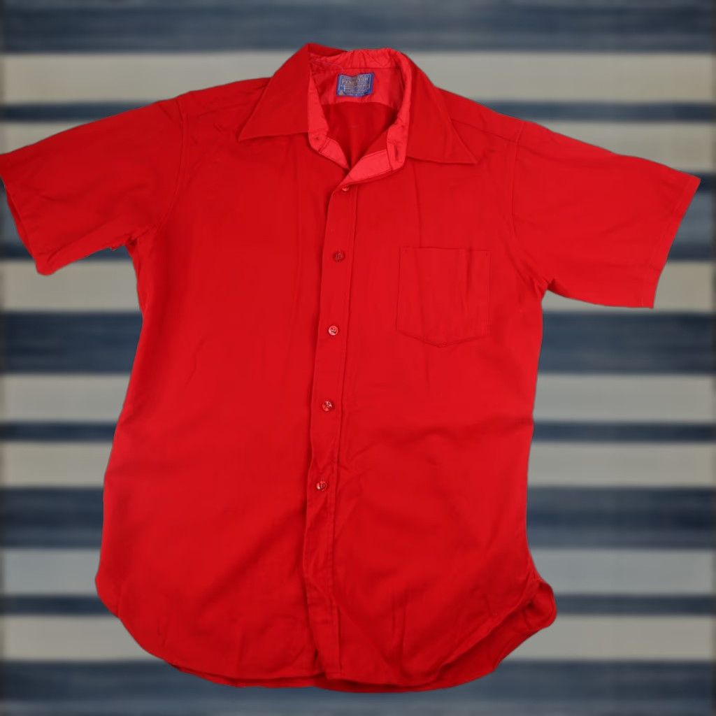 Pendleton VINTAGE Pendleton %100 Virgin Wool Button Up Shirt Mens Short Sleeve L Red Size US L / EU 52-54 / 3 - 1 Thumbnail