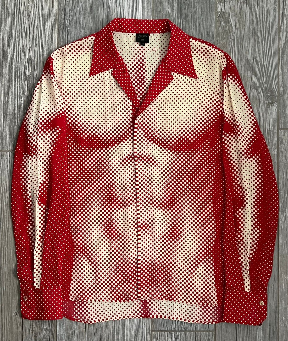 Pre-owned Jean Paul Gaultier Ss1996  Muscle Trompe L'oeil Button Up In Red