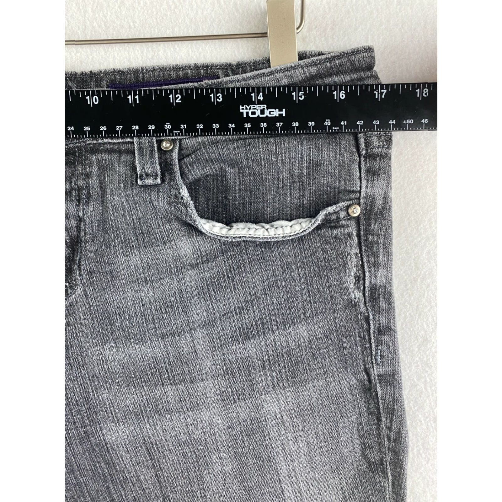 Vintage VIGOSS Jeans Womens 11 34 x 31 Gray Bootcut Stretch Denim Dark Wash Distressed Size 24" / US 00 / IT 34 - 3 Thumbnail