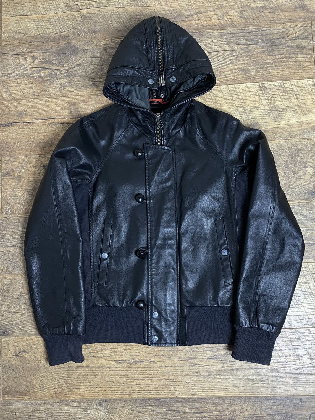 Puma Puma Archive "Clyde" Leather Hooded Jacket Rare Futuristic Size L / US 10 / IT 46 - 6 Thumbnail