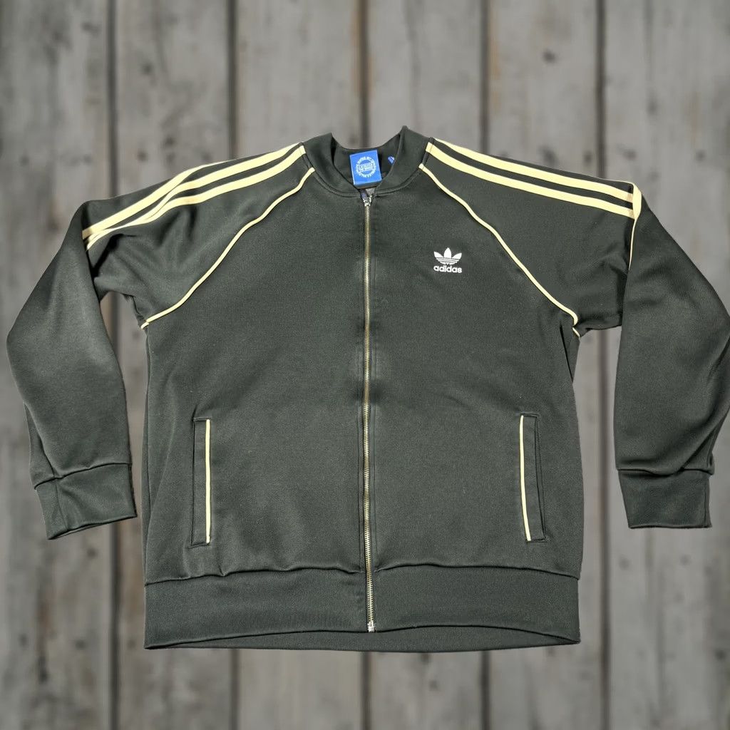 Adidas Originals Jacket Mens 1XL Green Full Zip 3-Stripes Trefoil Athletic, Men's