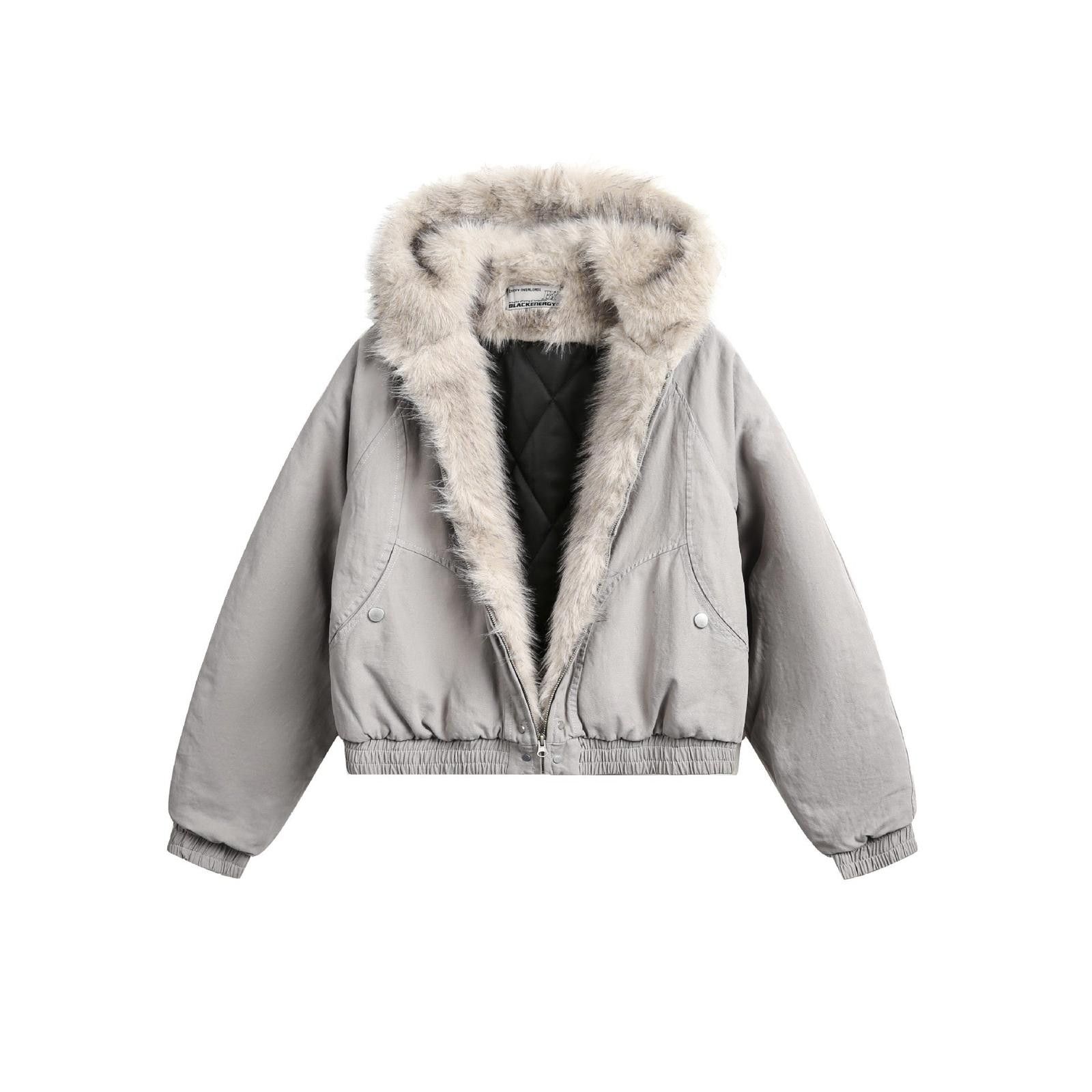 Japanese Brand Gray Faux Fur Lined Bomber Jacket, Men's Casual Outerwear Size US M / EU 48-50 / 2 - 1 Thumbnail
