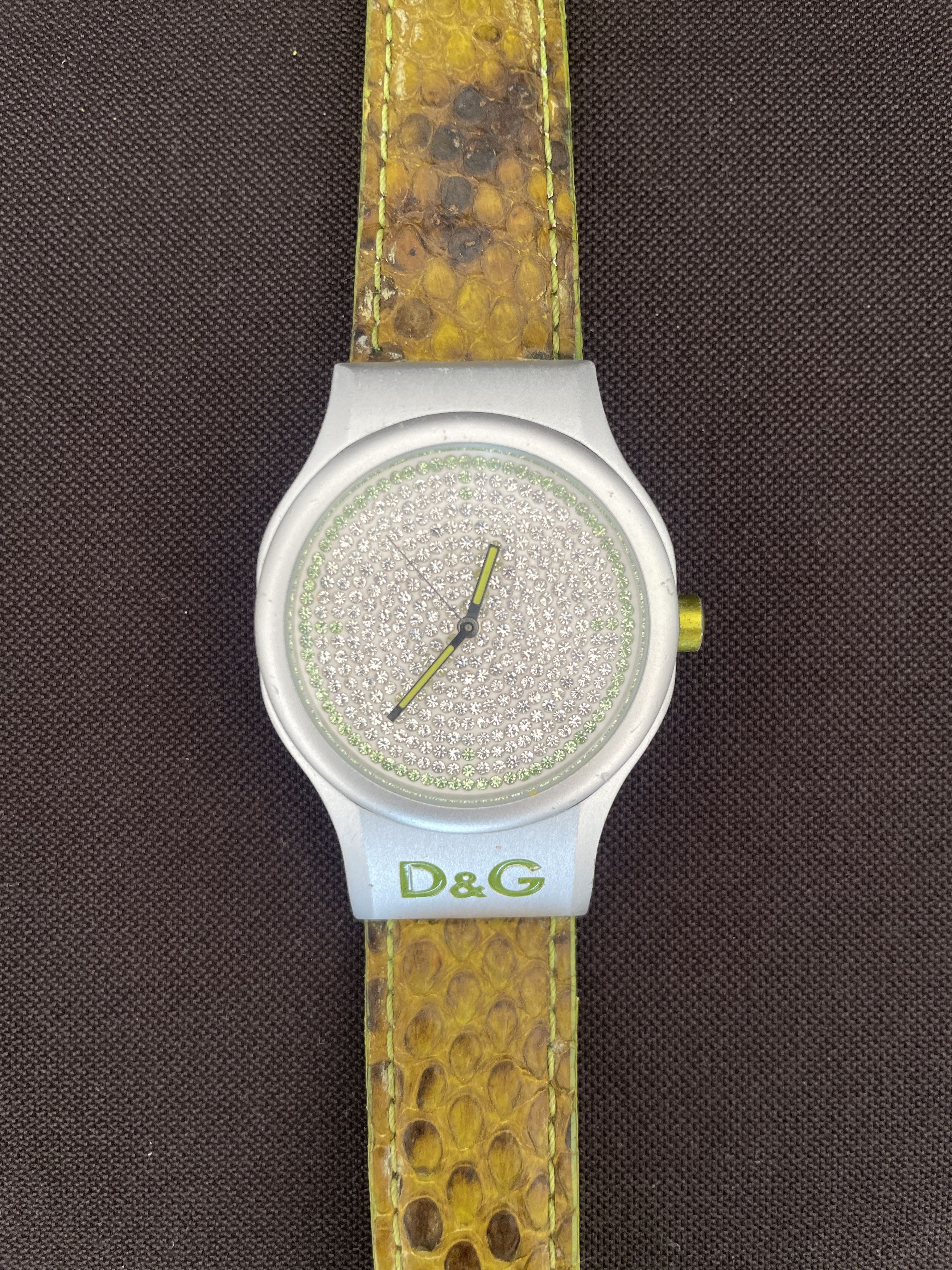 D&G Dolce & Gabbana Watch with Snakeskin-look & Rhinestones