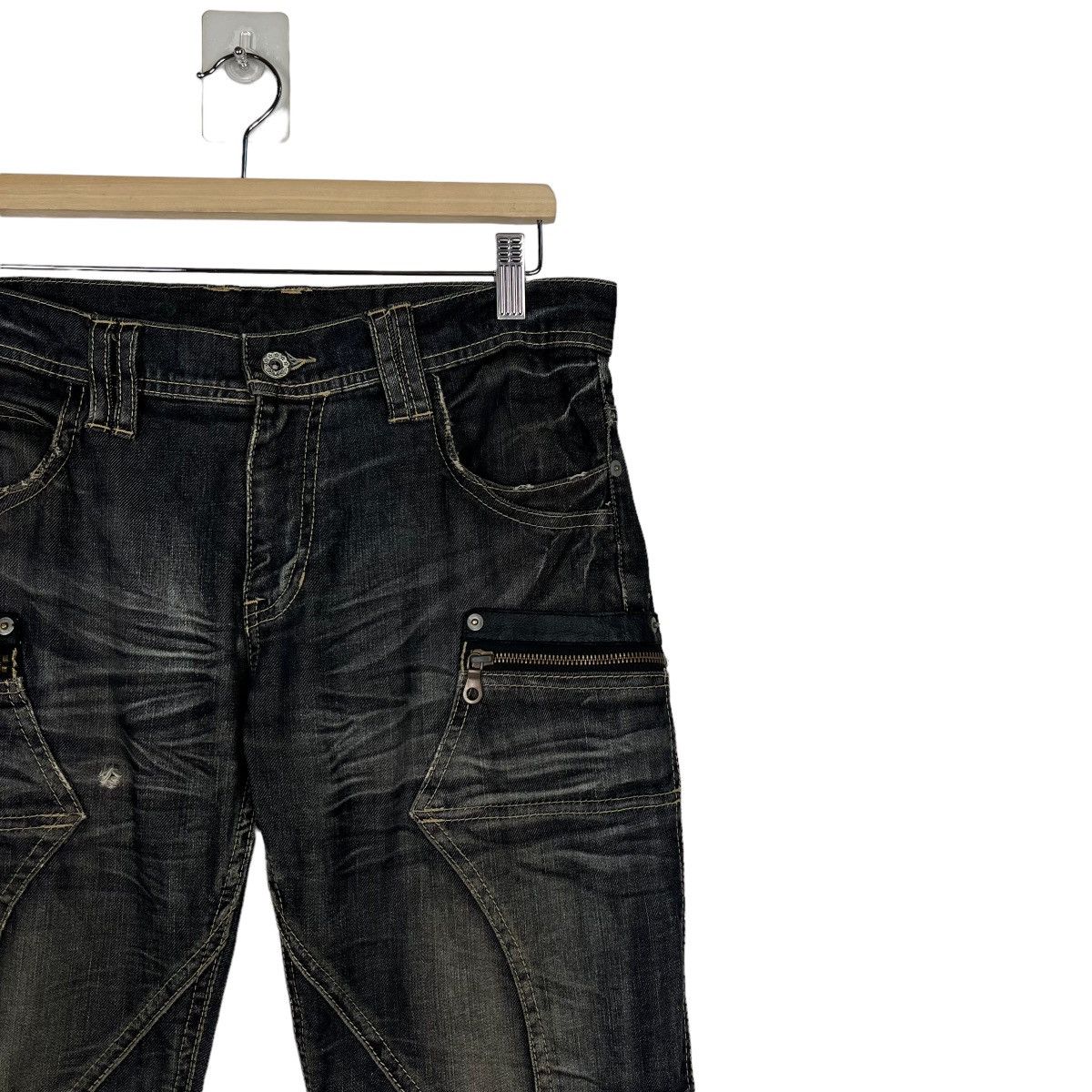 If Six Was Nine 🔥 MICHEL KLEIN ASYMMETRIC CARGO DENIM JEANS Size US 32 / EU 48 - 6 Thumbnail