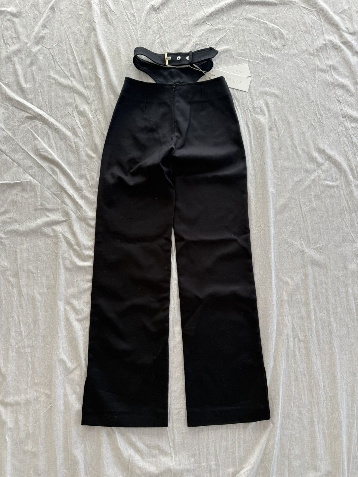 Dion Lee Dion Lee Y-front buckle cut-out trousers in black Size 23" - 3 Thumbnail