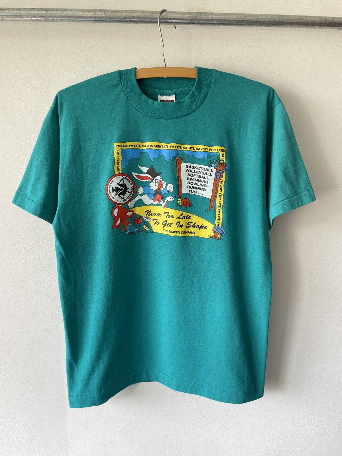 Fruit Of The Loom × Vintage Vintage 90s Alice in Wonderland I’m Late tee Size US M / EU 48-50 / 2 - 1 Thumbnail