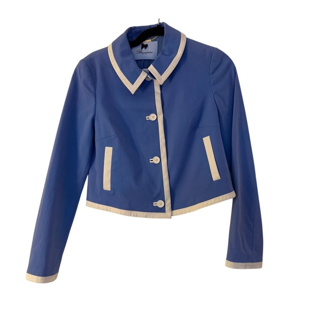 Blumarine Blumarine Women's Blue Cropped Jacket Size S / US 4 / IT 40 - 1 Thumbnail