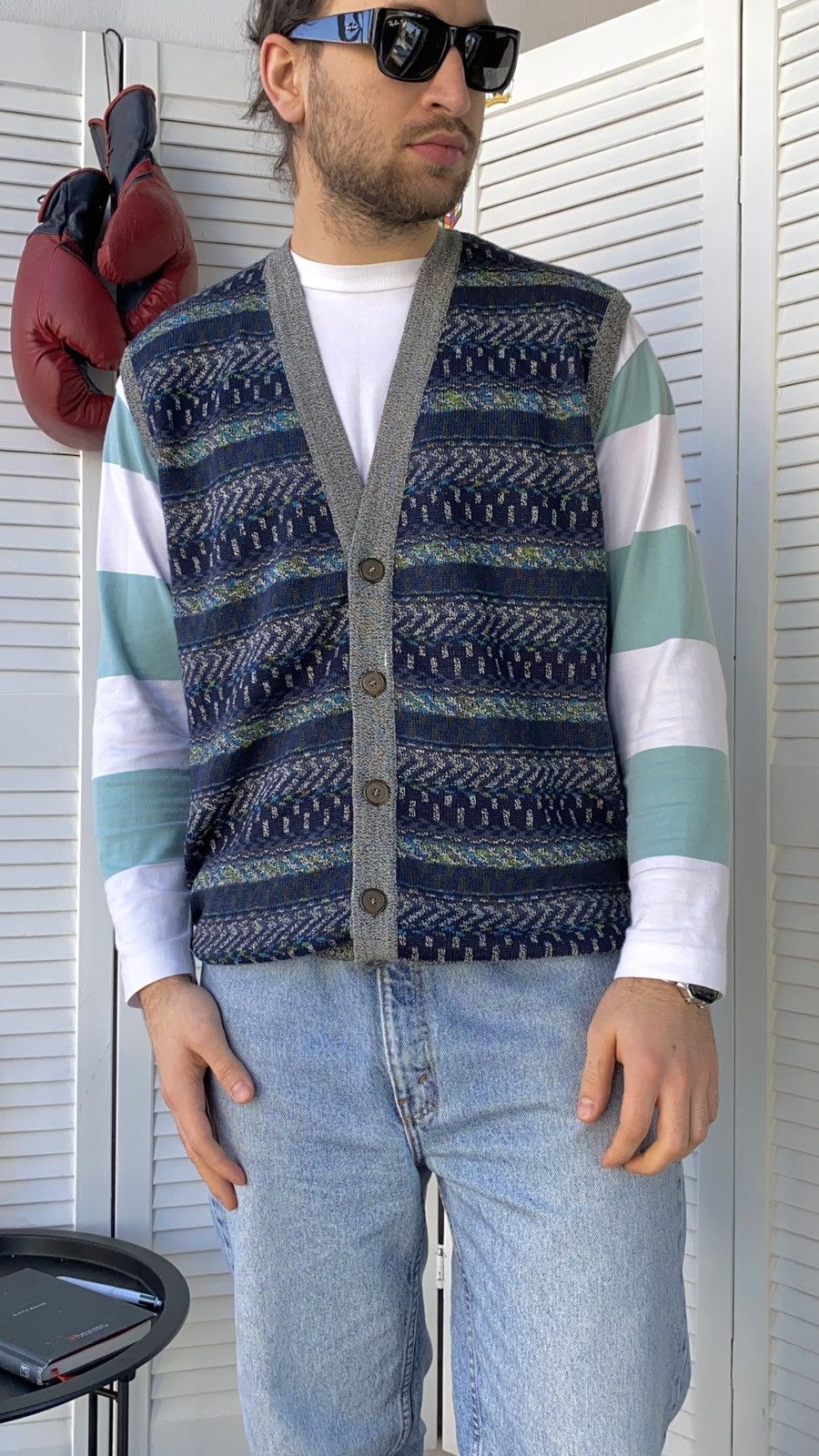 Designer × Vintage Vintage 90s Lana Knit Cardigan Sweater Button Vest Size US L / EU 52-54 / 3 - 3 Thumbnail