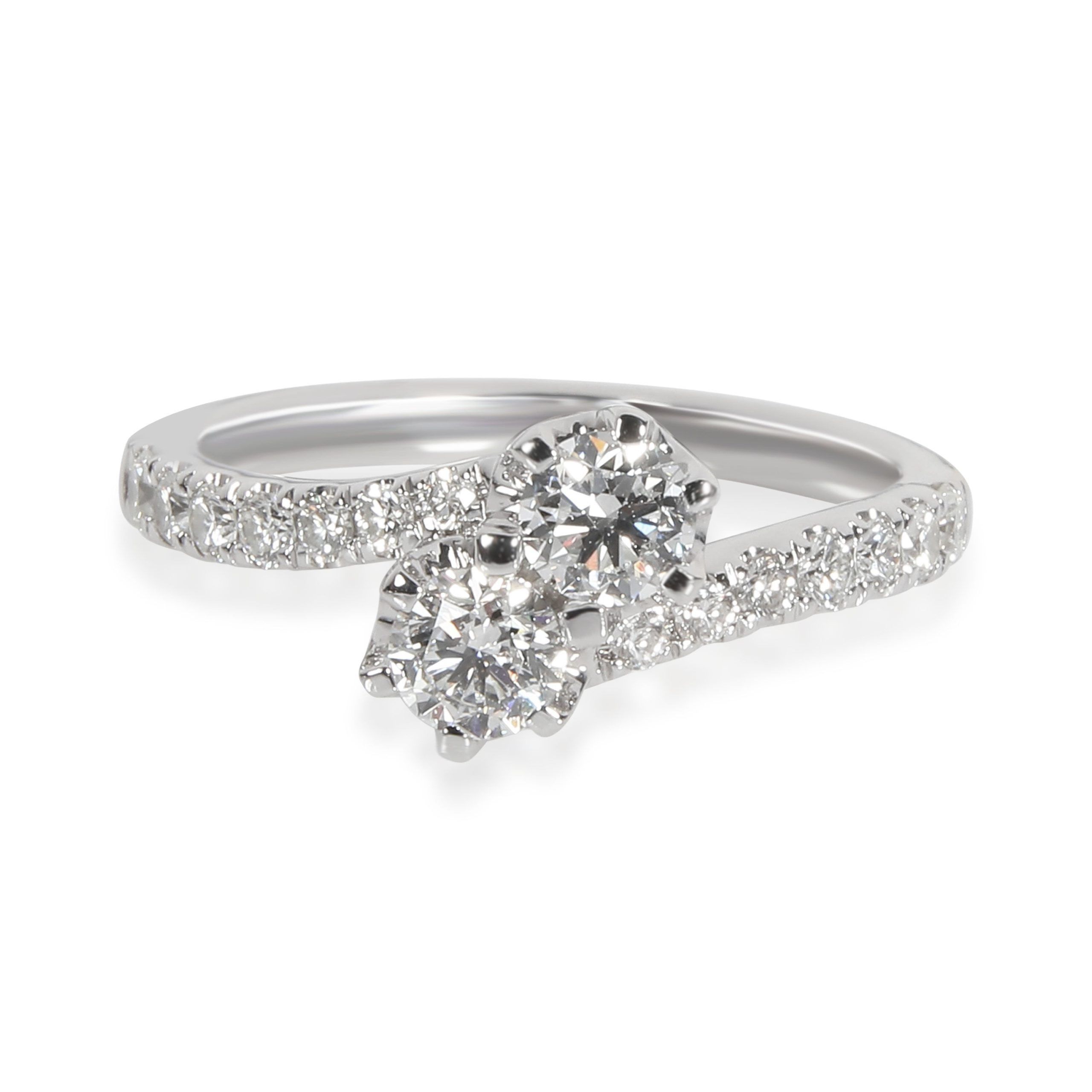 Two Stone Diamond Ring in 14K White Gold 1.00 CTW
