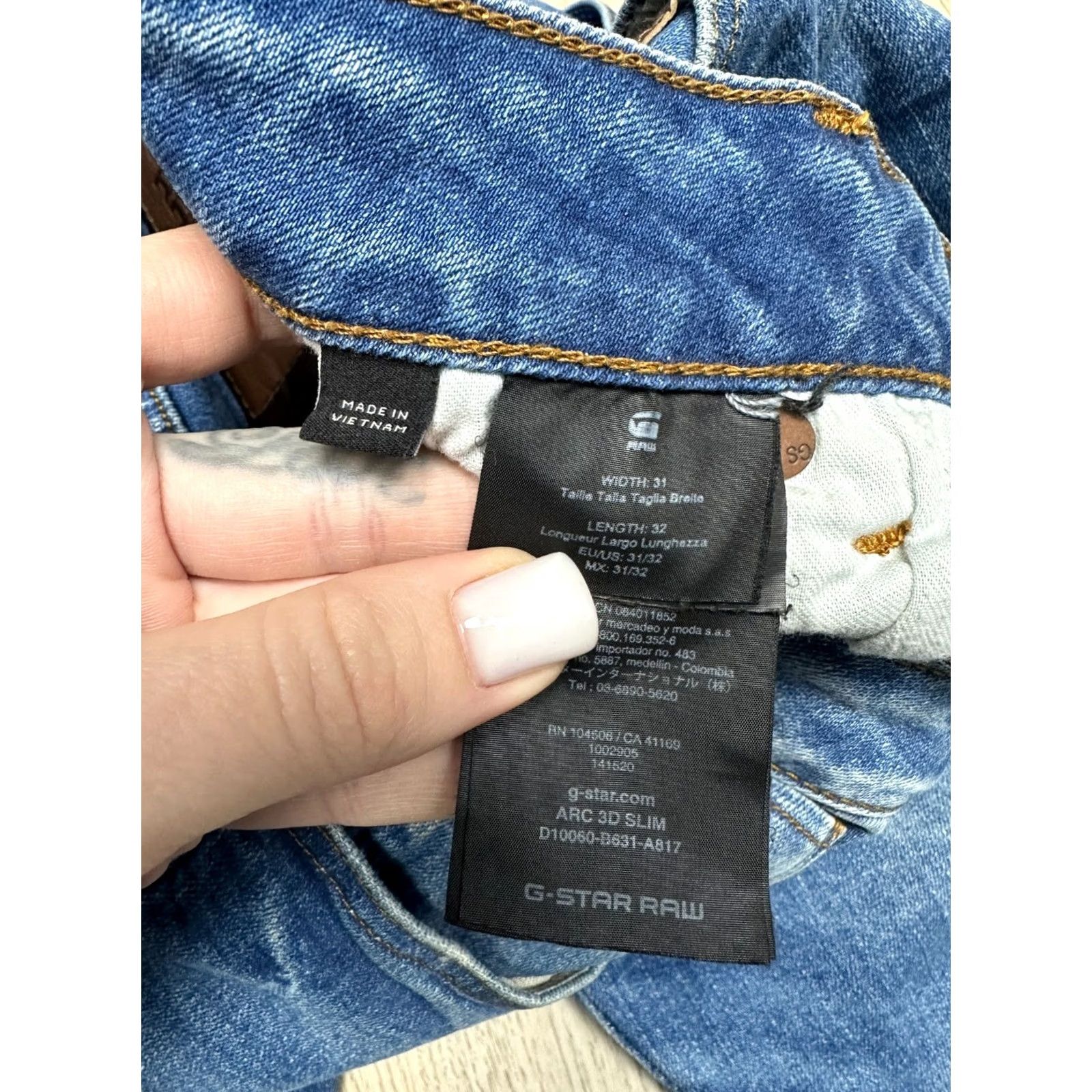 G-Star G-Star Arc Jeans Mens 31 Arc Slim Denim Pants Blue 31 Inseam 32 Waist 31 Size Regular Vietnam Cotton Denim Brand G-Star Arc 3D Vintage Slim Jeans Mens Size US 31 - 5 Thumbnail