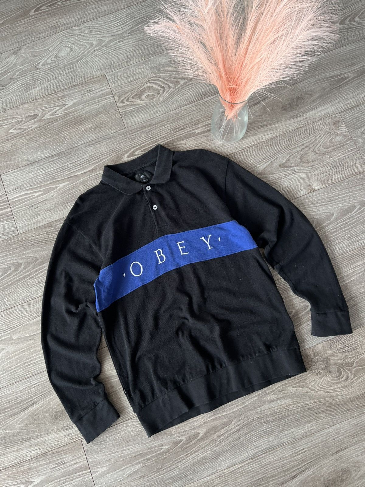 Japanese Brand × Obey ‼️Obey Worldwide Authentic Big Logo Polo Neck Long Sleeve Tee Size US S / EU 44-46 / 1 - 10 Thumbnail