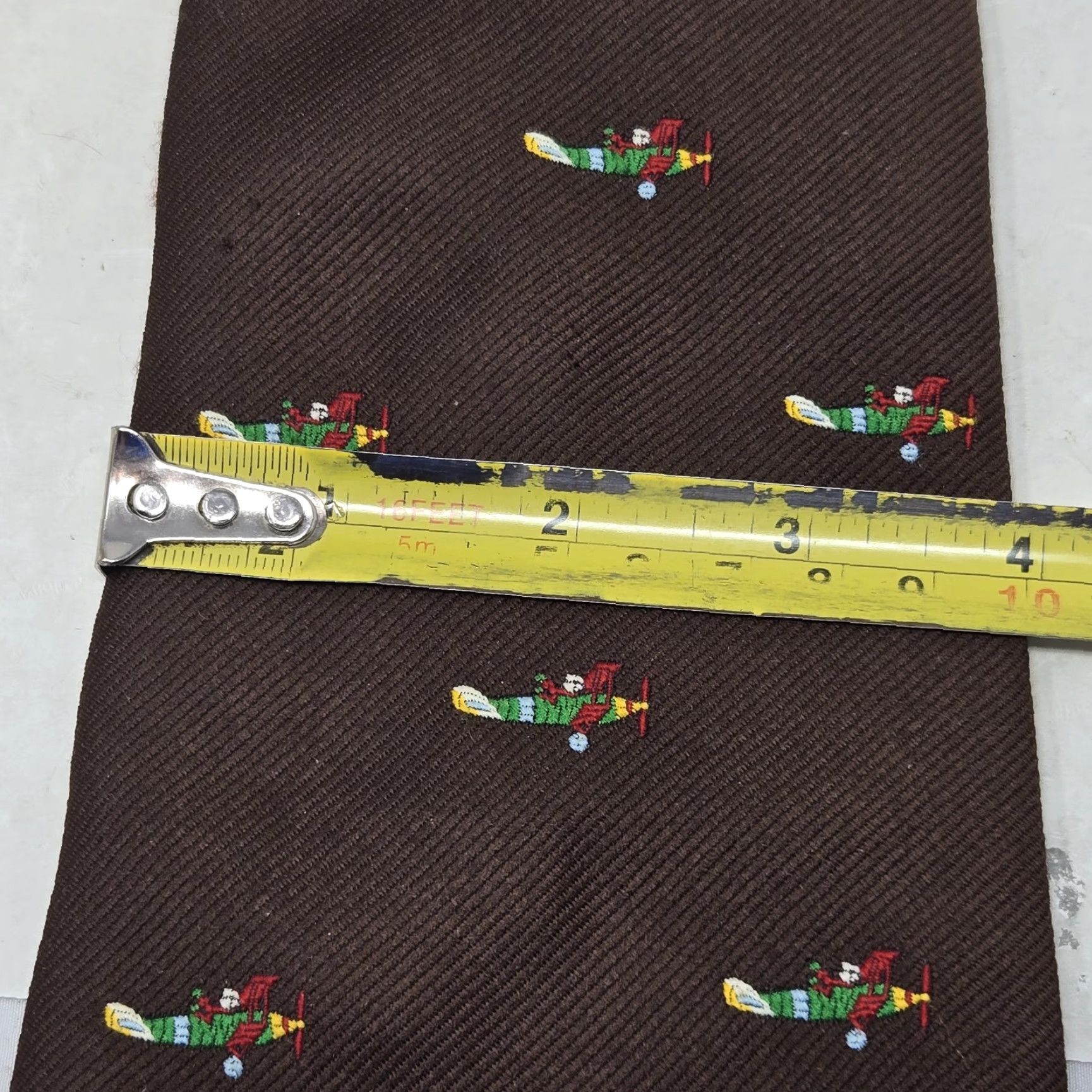 Vintage VINTAGE Webster Mens Wear Embroidered Planes Neck Tie Brown 1950s 54" MCM Mens Size ONE SIZE - 7 Thumbnail