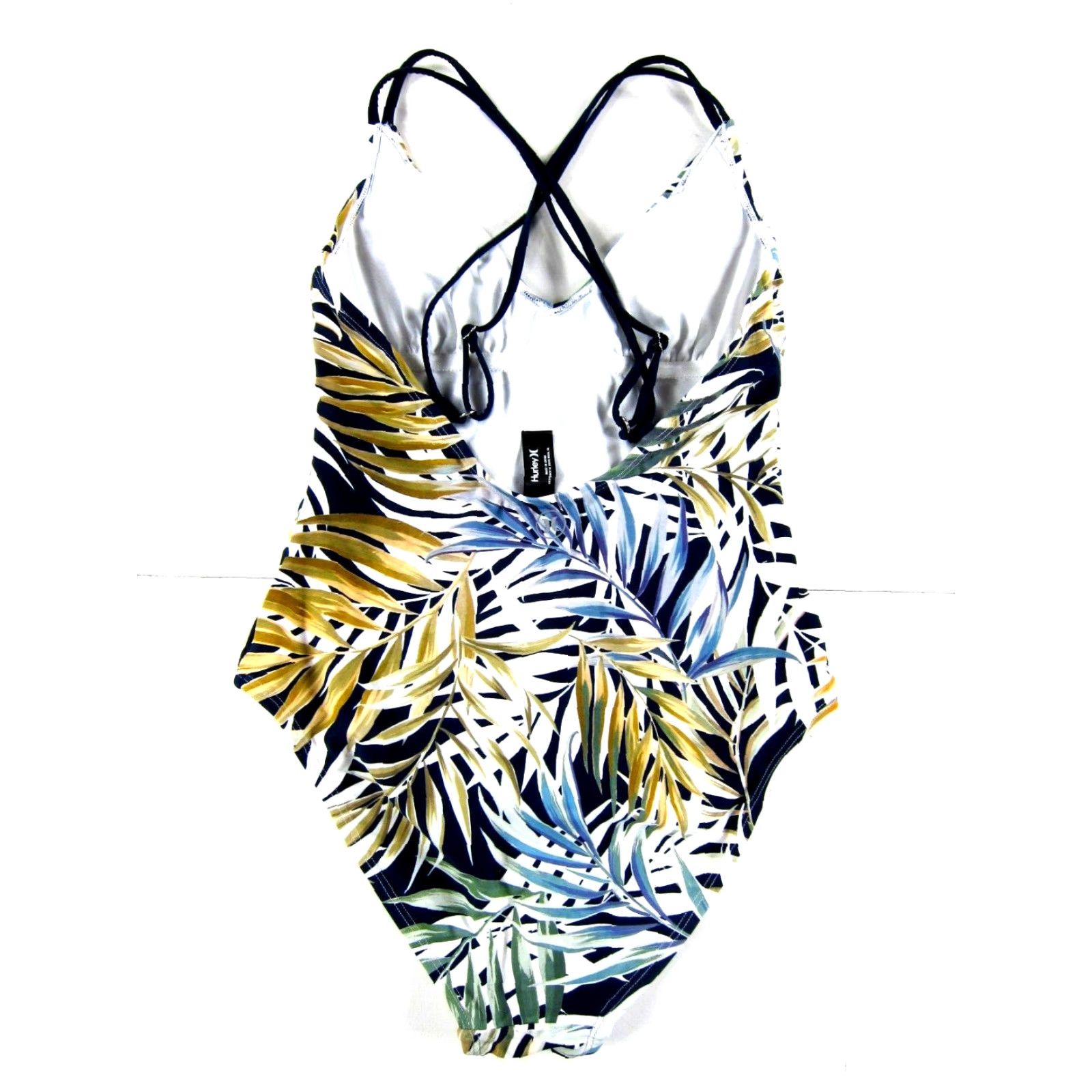 Hurley Hurley Floral One Piece Swimsuit Women Medium Blue Green Brown White Skin Spaghetti Strap Nylon Spandex Size ONE SIZE - 2 Thumbnail