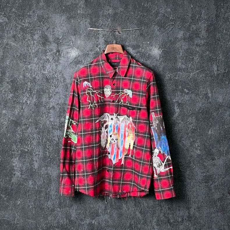Amiri Amiri Multielement Plaid Cotton Long-sleeve Shirt Size US M / EU 48-50 / 2 - 1 Thumbnail
