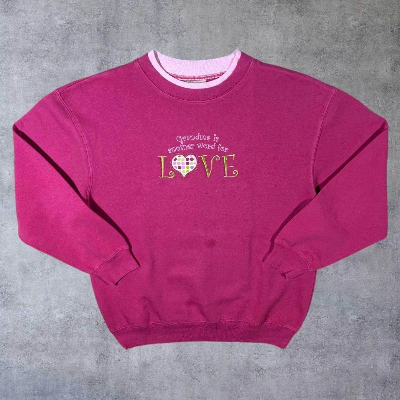 Vintage VINTAGE MC Sportswear “Grandma Is Another Word For Love” Sweatshirt Mens Medium Pink Embroidered Pullover Long Sleeve Size US M / EU 48-50 / 2 - 2 Thumbnail
