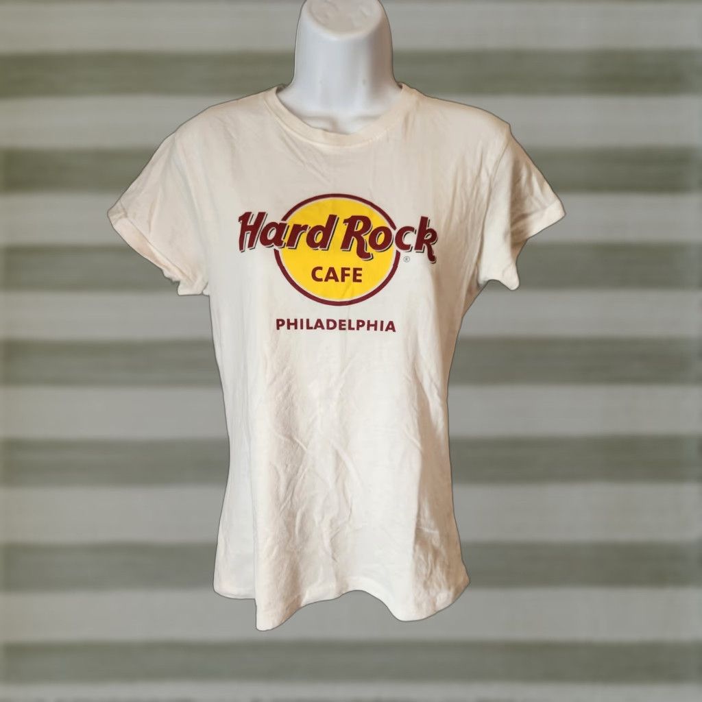 Hard Rock Cafe Womens Hard Rock Cafe Philadelphia Logo White Short Sleeve T Shirt Size Medium Size M / US 6-8 / IT 42-44 - 1 Thumbnail