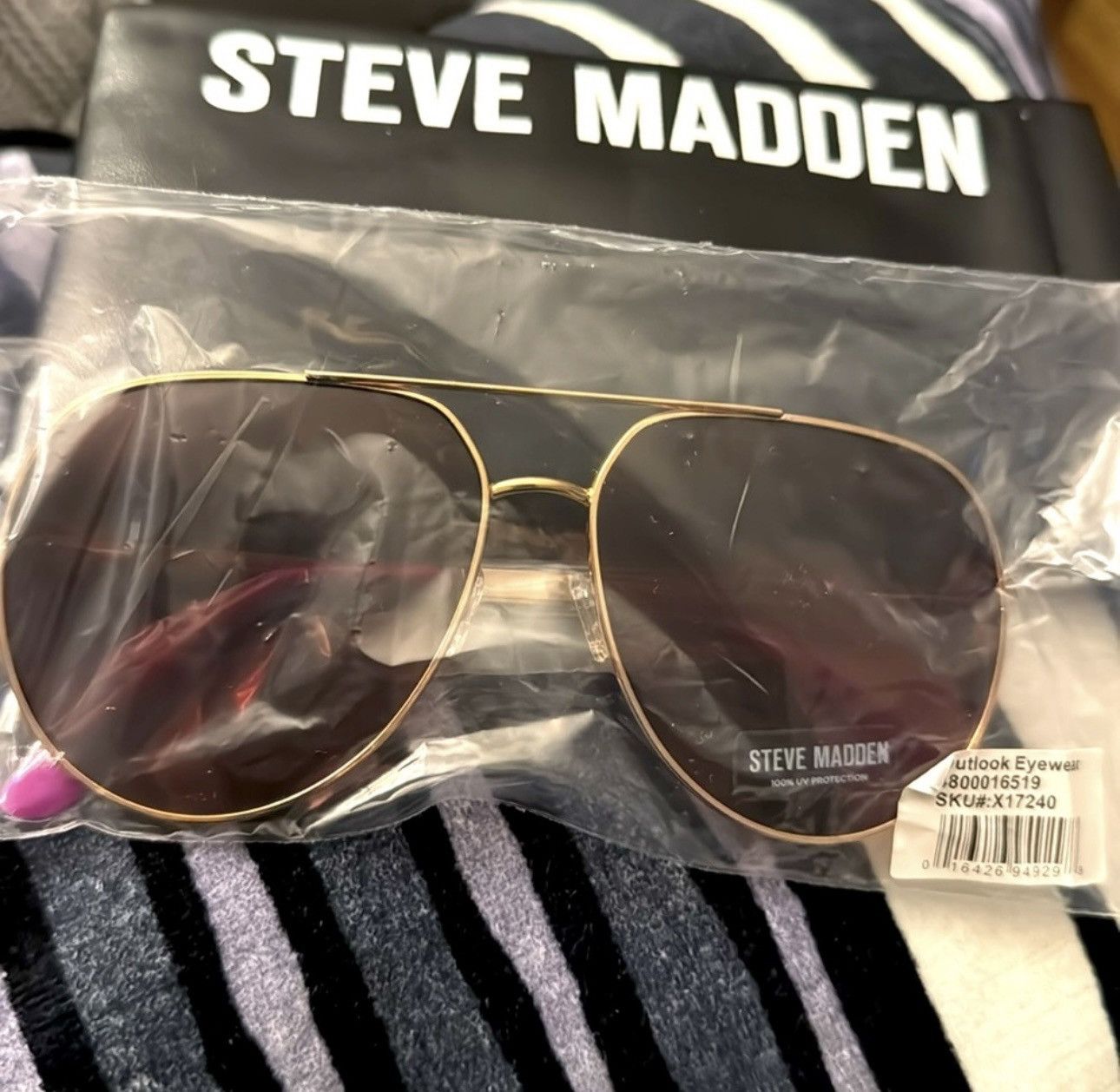 Steve Madden Steve Madden Aviator Pink & Gold Frame Sunglasses Size ONE SIZE - 3 Thumbnail