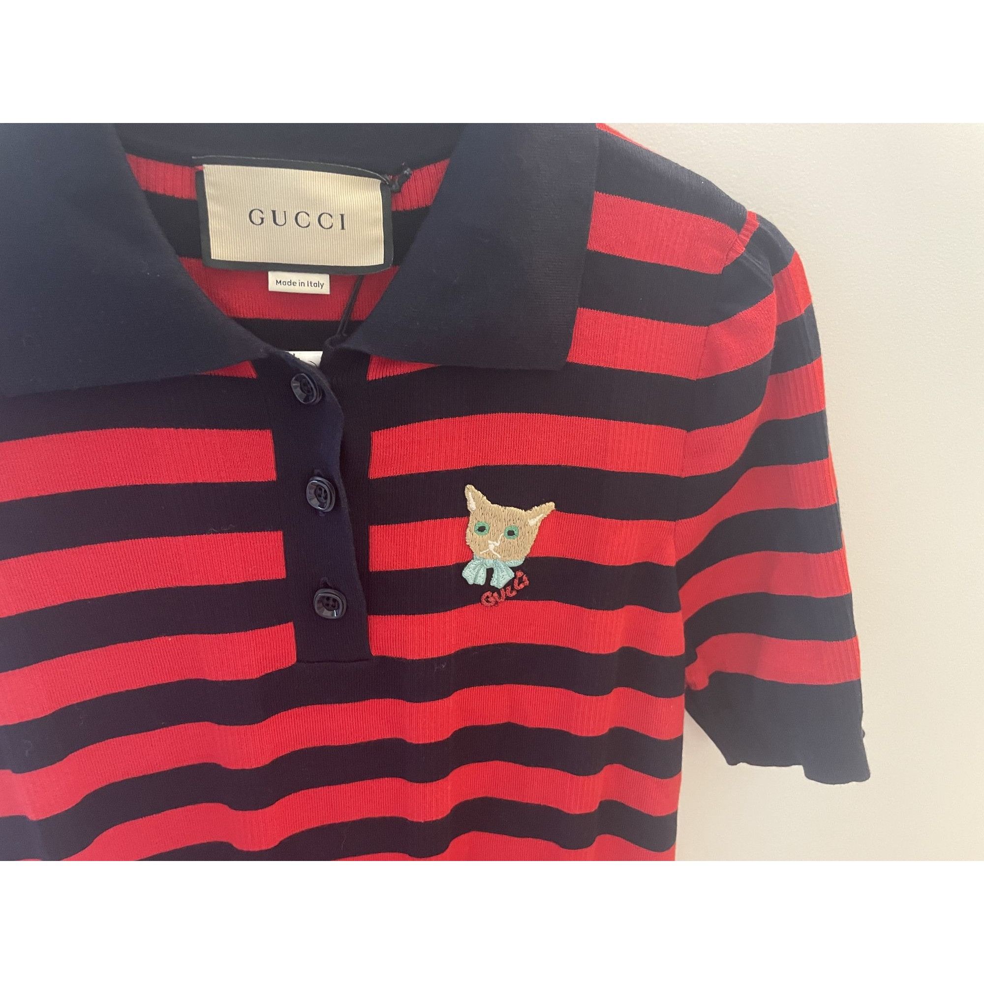 Gucci Gucci Womens Striped Polo Dress With Embroidered Cat Patch R Size S / US 4 / IT 40 - 5 Thumbnail