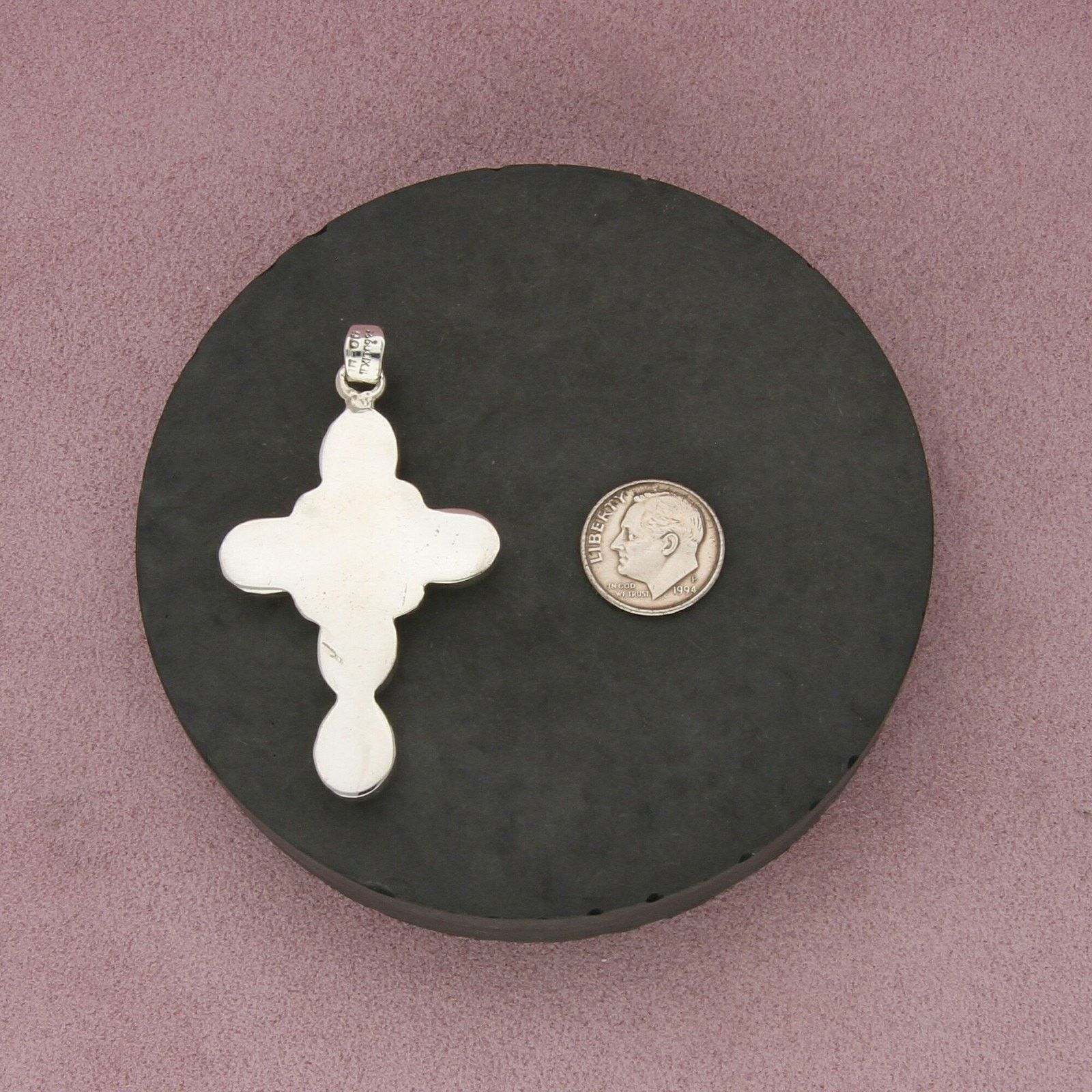 Sterling Silver taxco mexico sterling silver vintage onyx cross pendant Size ONE SIZE - 3 Thumbnail