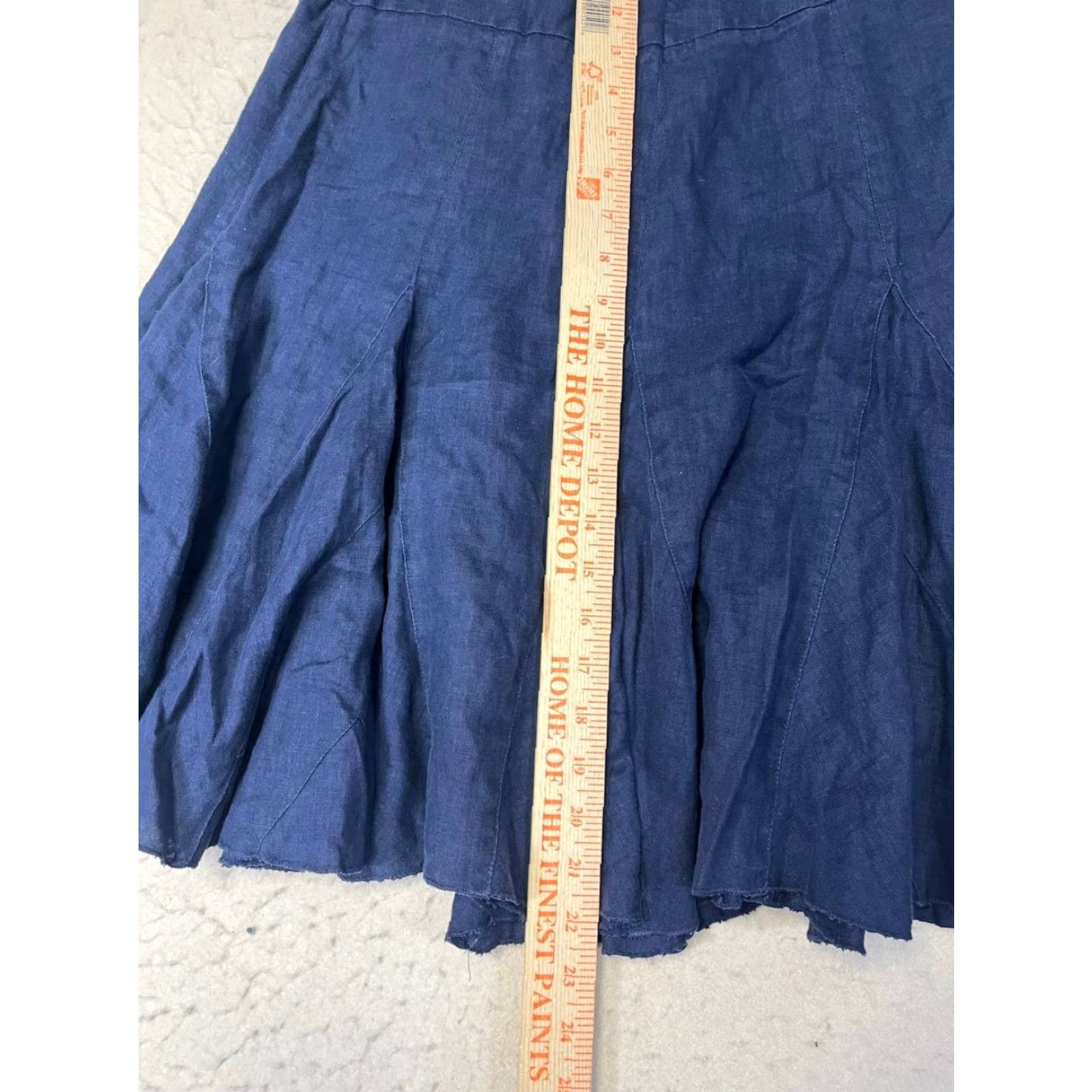 Vintage INC International Concepts Skirt Women Knee Length Linen Navy Blue 100% Linen A-Line 90s Boho Size 2 Size 26" / US 2 / IT 38 - 3 Thumbnail