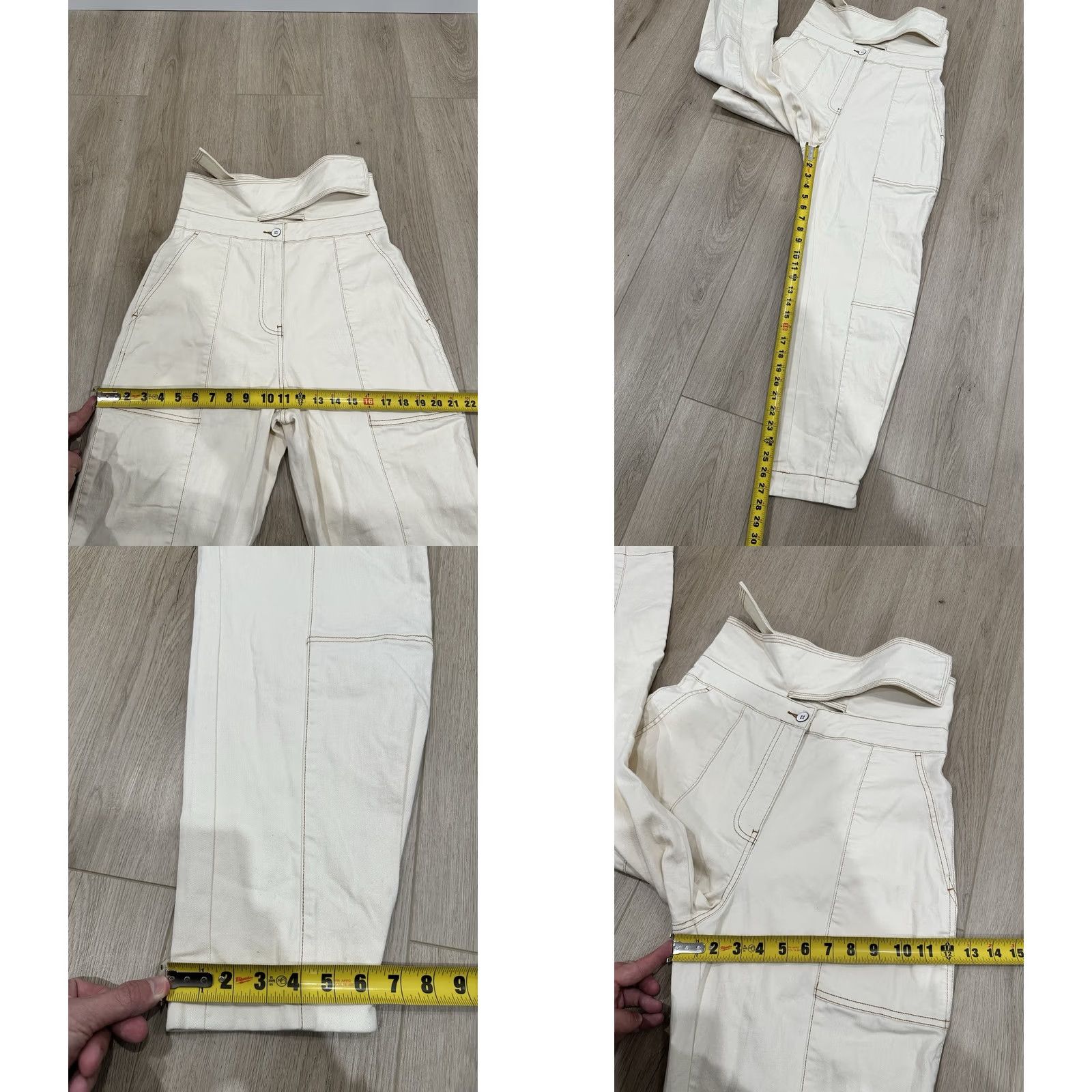 Ulla Johnson NWT Ulla Johnson Storm Barrel Jeans Sz 8 Tie Waist Baggy Tapered High Rise Ivory Size 30" / US 8 / IT 44 - 10 Thumbnail