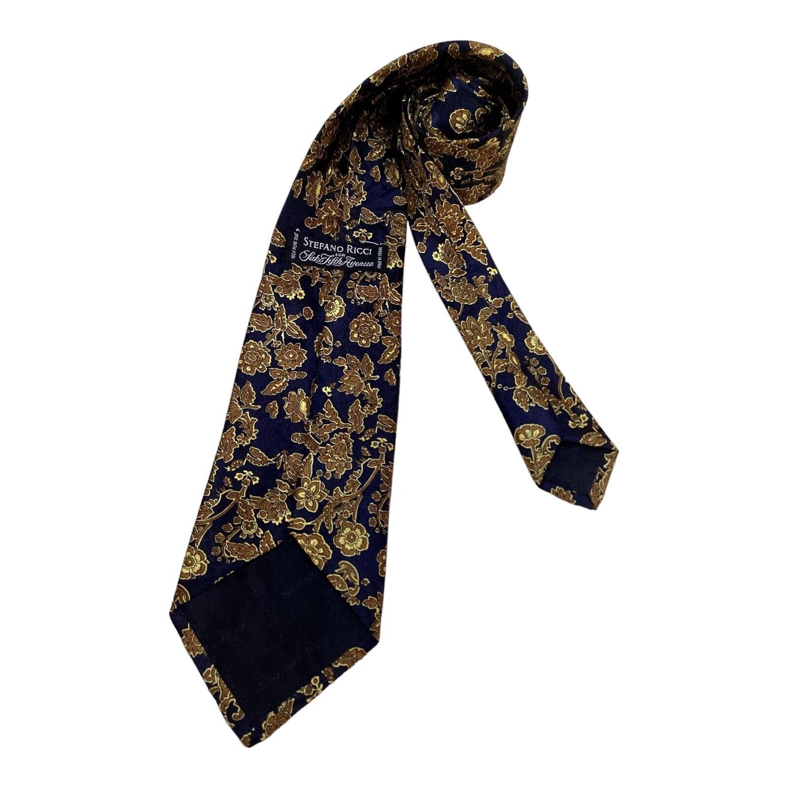 Stefano Ricci STEFANO RICCI Navy Floral Luxury Designer Silk Tie Made Ital Size ONE SIZE - 2 Thumbnail