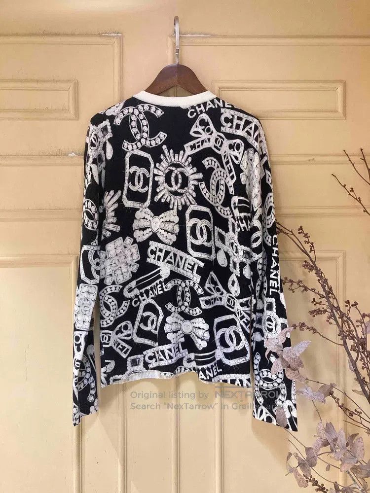 Chanel Chanel Ski series black and white graffiti cardigan long s Size XS / US 0-2 / IT 36-38 - 2 Thumbnail
