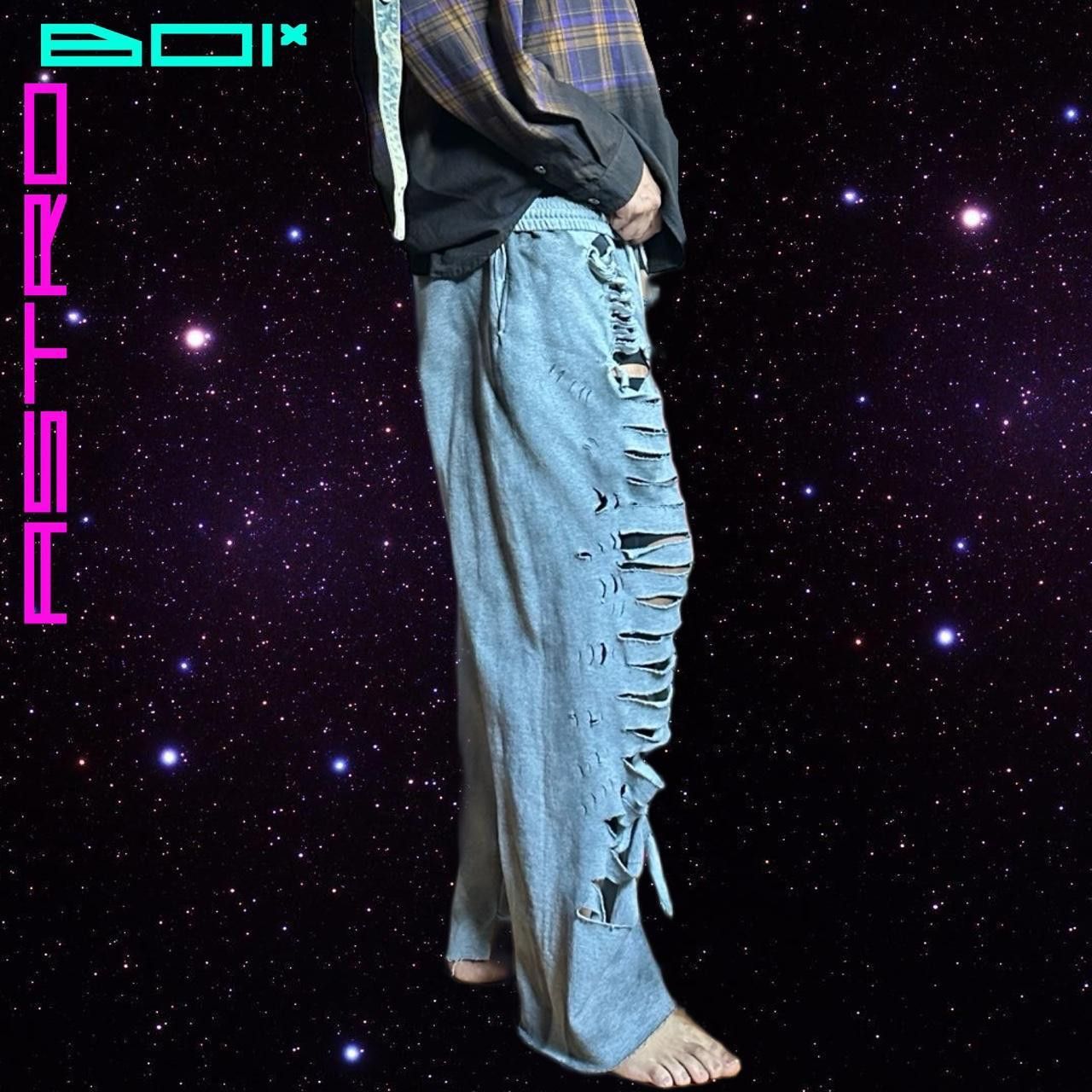 Vintage ASTROBOI* Grey Tattered Grunge Baggy Sweatpants - 3XL Size US 38 / EU 54 - 6 Thumbnail