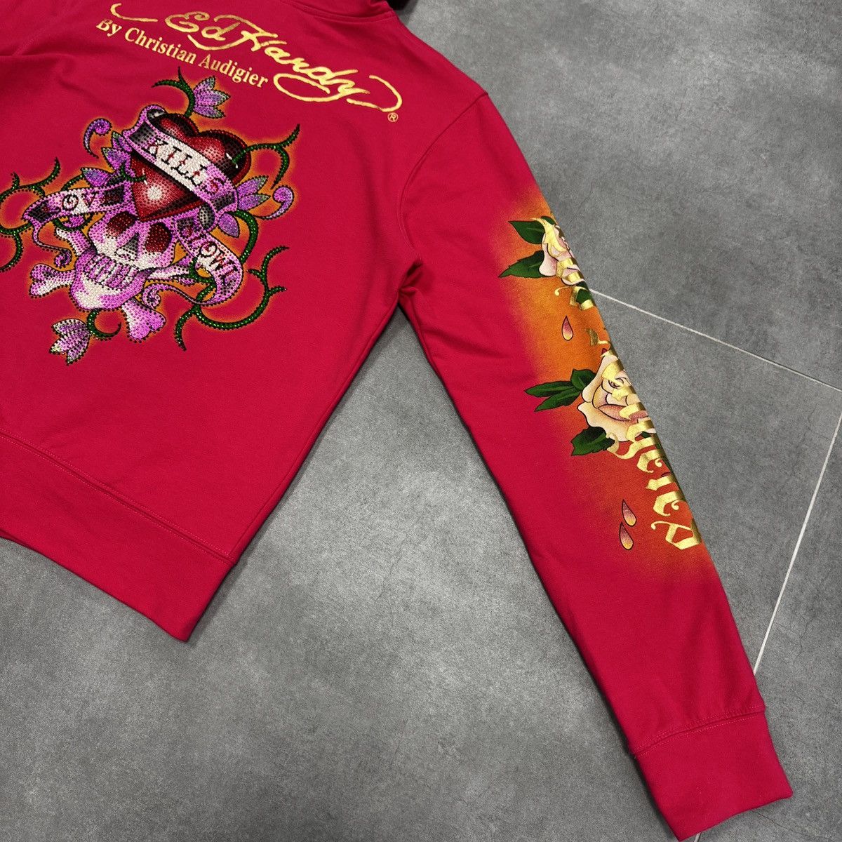 Ed Hardy Ed Hardy Christian Audigier Tattoo Skulls Roses Zip Hoodie Size L / US 10 / IT 46 - 20 Thumbnail