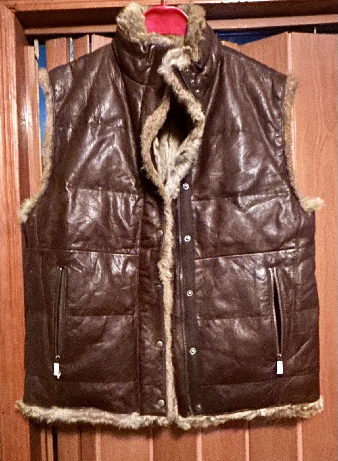 Juicy Couture leather & Rabbit Fur brown vest