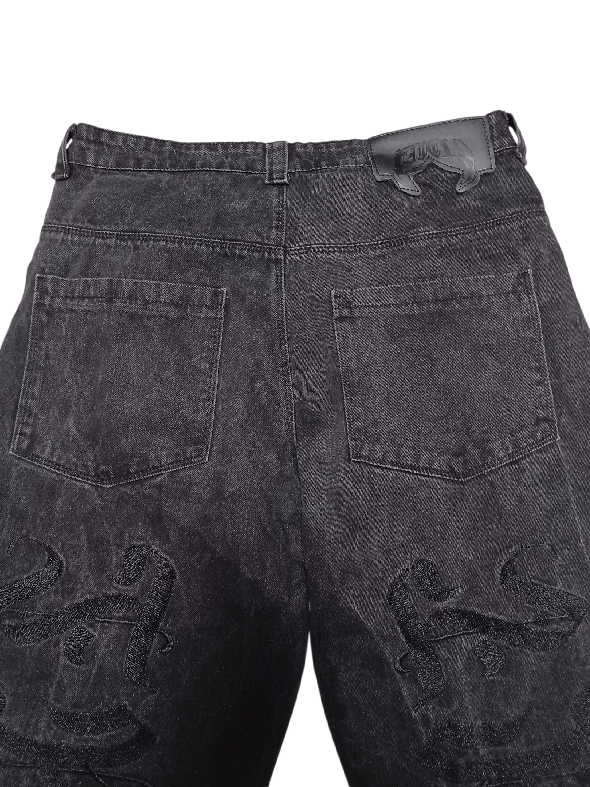 FAVELA FAVELA FIRE EMBROIDERED JAPANESE STREETWEAR WIDE JEANS DENIM Size US 36 / EU 52 - 4 Thumbnail