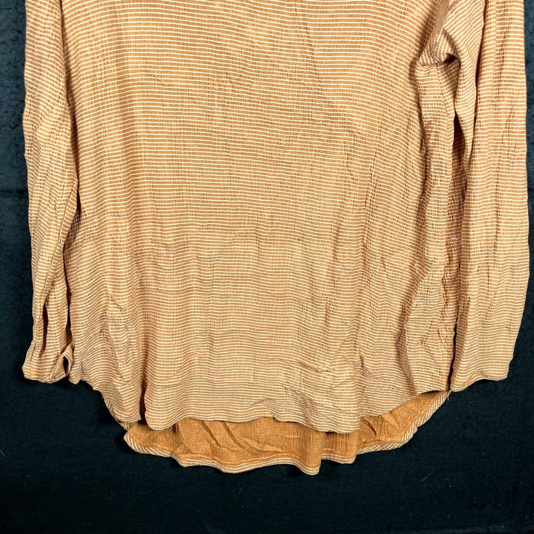 Vintage LC Lauren Conrad Blouse Yellow Striped Key Hole Back Tie Tunic L Womens" Size L / US 10 / IT 46 - 3 Thumbnail