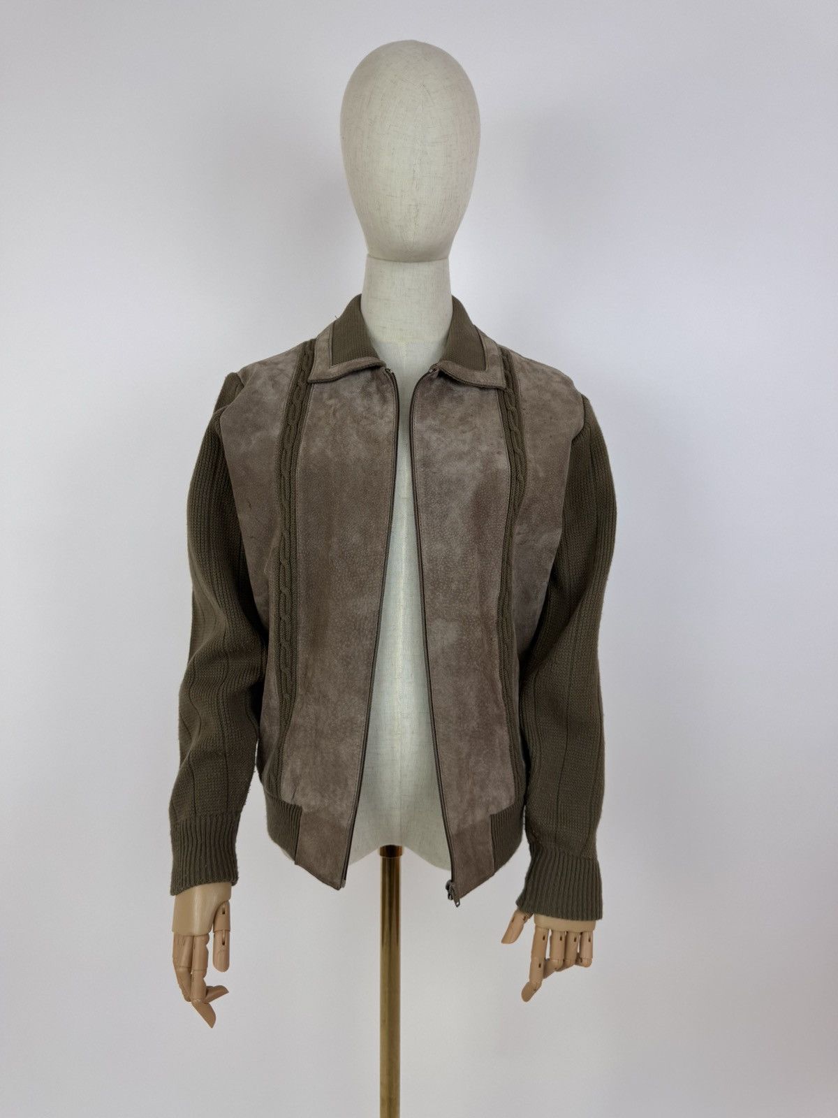 Vintage C&A Vintage Leather Cardigan Knit Retro Jacket Size 12 Size M / US 6-8 / IT 42-44 - 6 Thumbnail