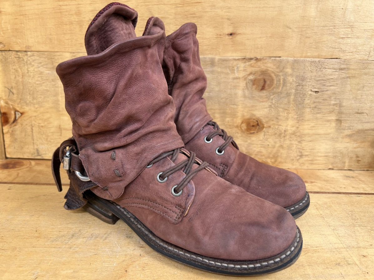 Airstep AS98 Brown Leather Boho Biker Ankle Boots