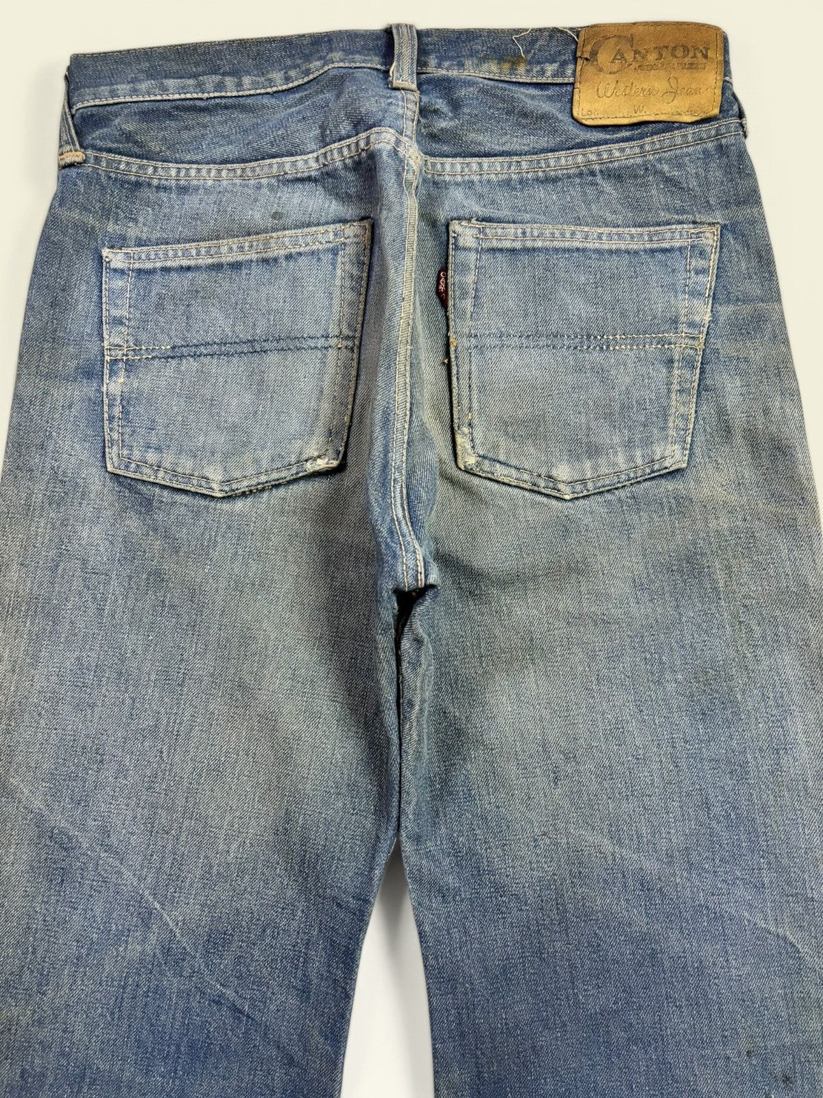 Japanese Brand Vtg 80s Canton Blue Washed Faded Sick Flared Jeans Size US 30 / EU 46 - 10 Thumbnail