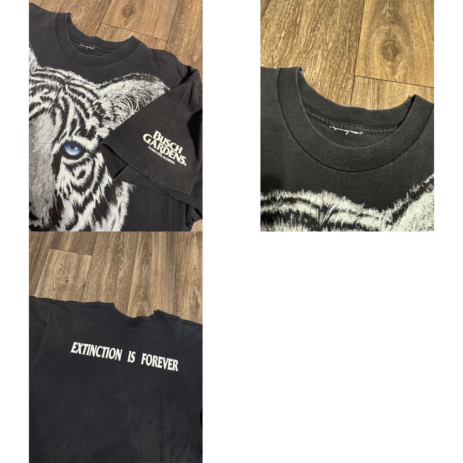 Vintage VINTAGE Busch Gardens Tampa White Tiger Nature 90s T-Shirt XL Mens Black Cat Face Graphic Shirt Size US XL / EU 56 / 4 - 8 Thumbnail