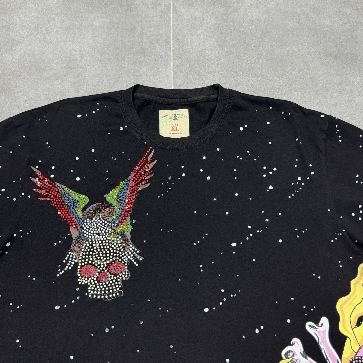 Christian Audigier × Ed Hardy Christian Audigier Tattoo Skulls Y2K Hip Hop T-Shirt Size US XL / EU 56 / 4 - 7 Thumbnail