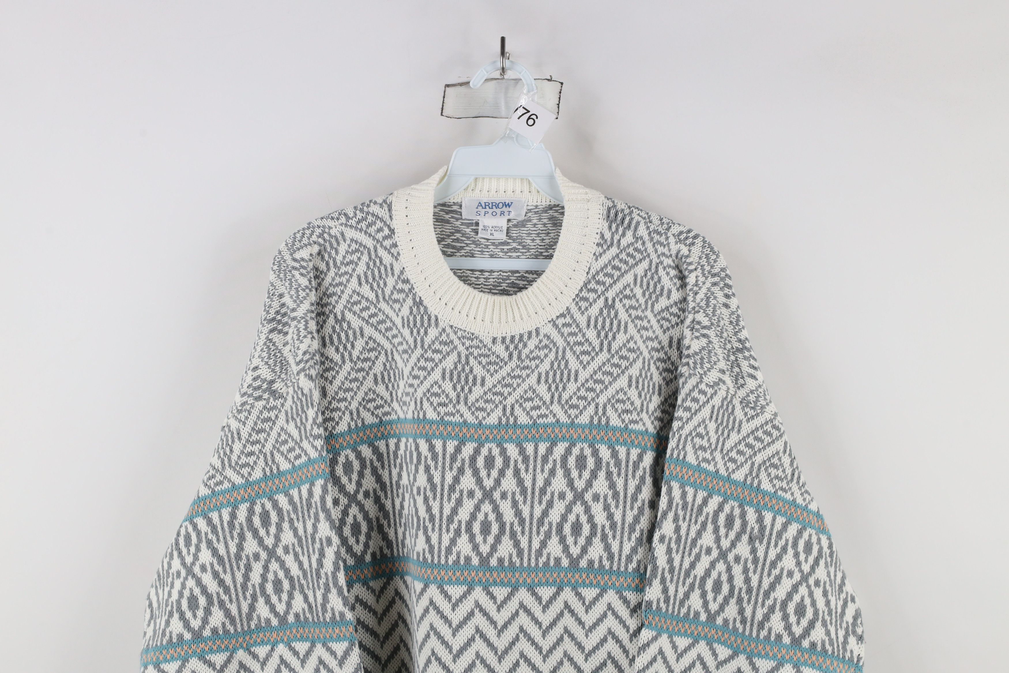 Vintage Vintage 90s Streetwear Geometric Knit Grandpa Dad Sweater Size US XL / EU 56 / 4 - 2 Thumbnail