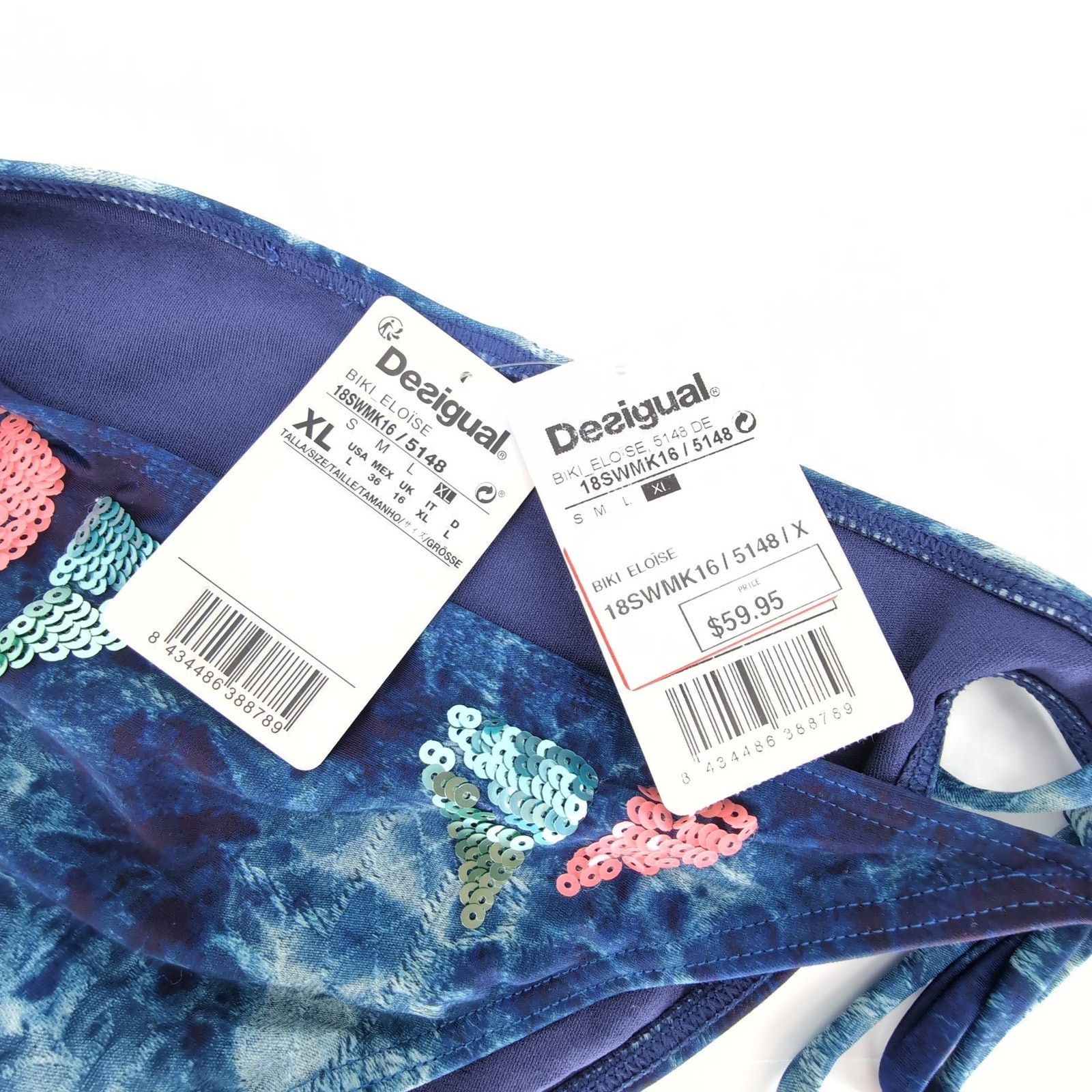 Desigual NWT Desigual Eloise Sequin Side Tie Bikini Bottoms - Size L Size ONE SIZE - 9 Thumbnail