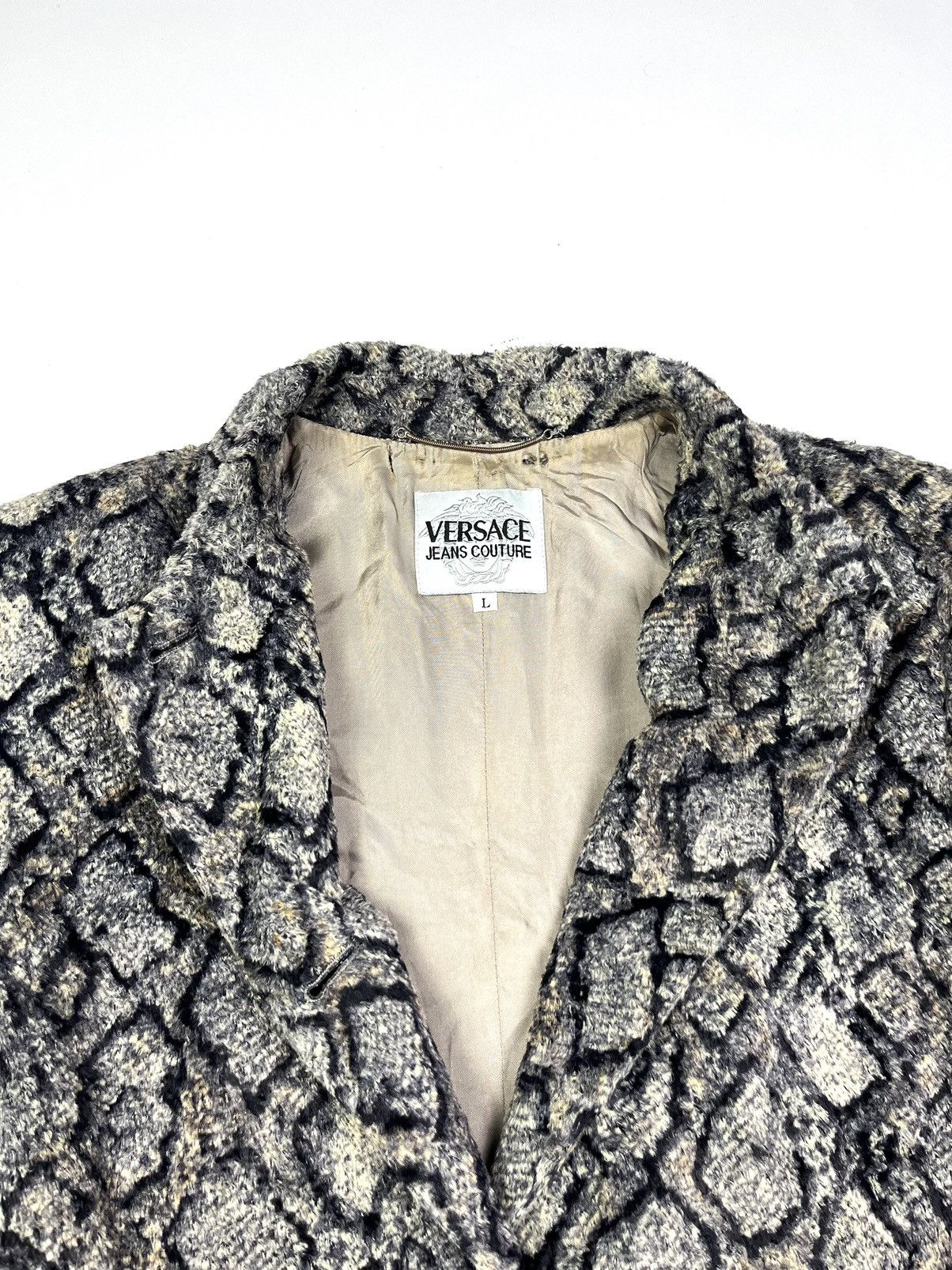 Versace Jeans Couture × Vintage Versace Jeans Couture Python Fur Coat Archival Clothing Rare Size L / US 10 / IT 46 - 5 Thumbnail