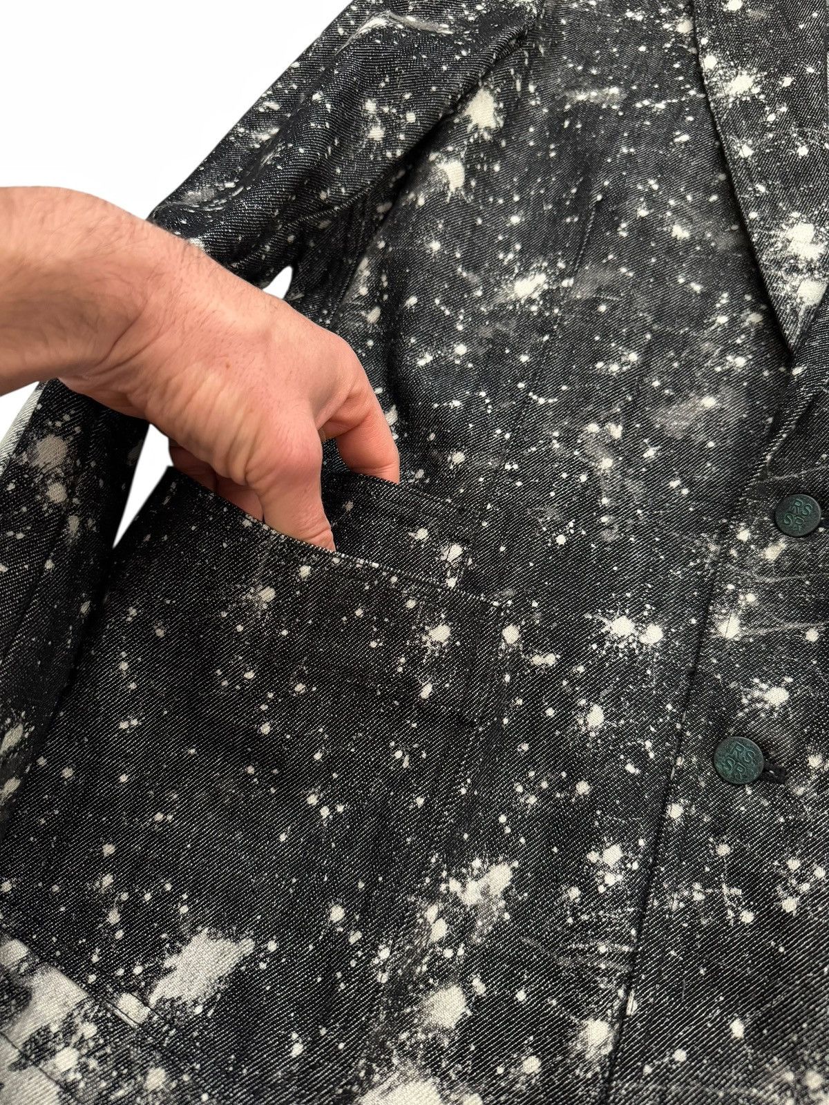 Raf Simons × Sterling Ruby 2010 1/1 Bleach Stars Denim Blazer Coat Size US M / EU 48-50 / 2 - 8 Thumbnail