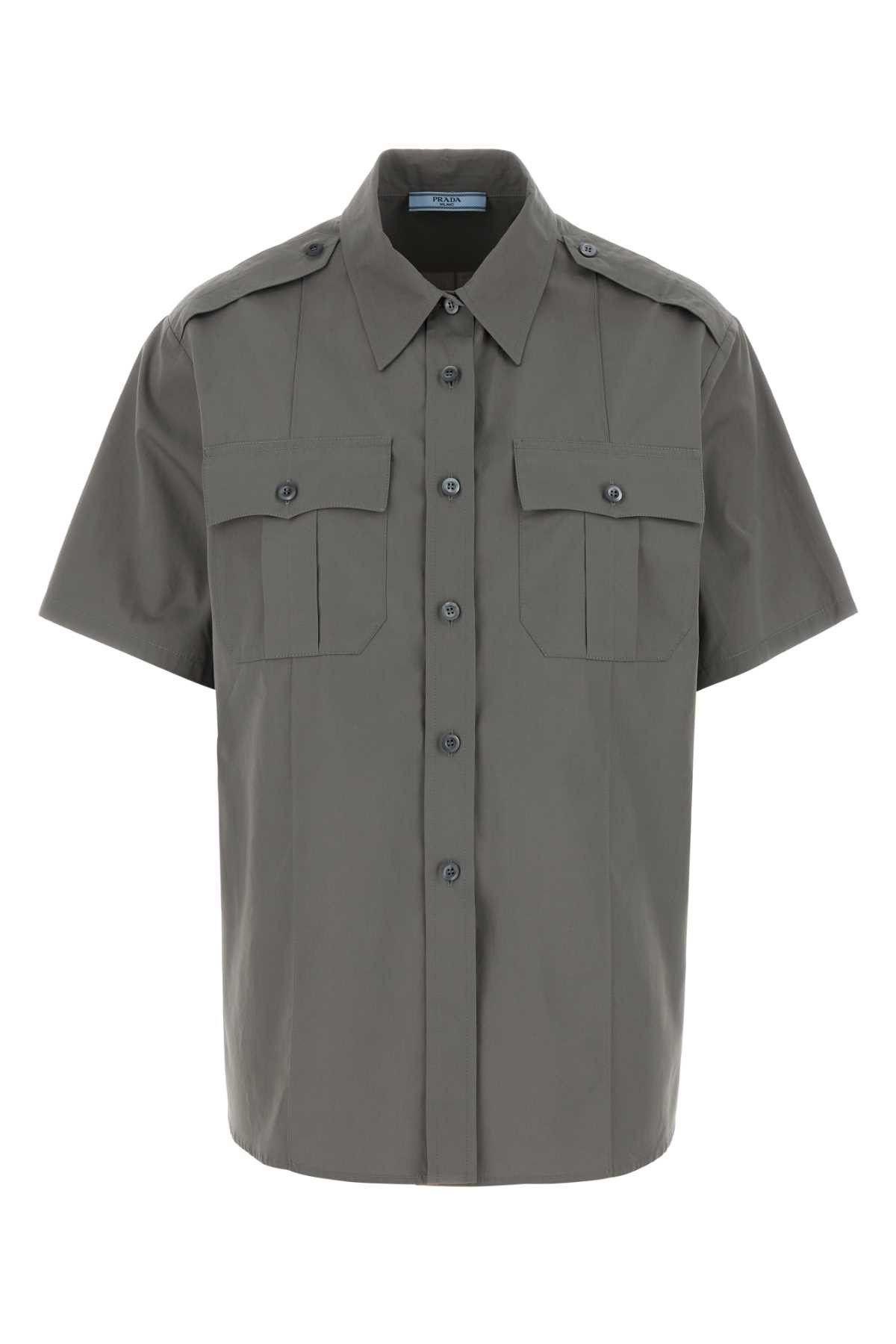 Prada Dark Grey Poplin Shirt Size S / US 4 / IT 40 - 1 Thumbnail