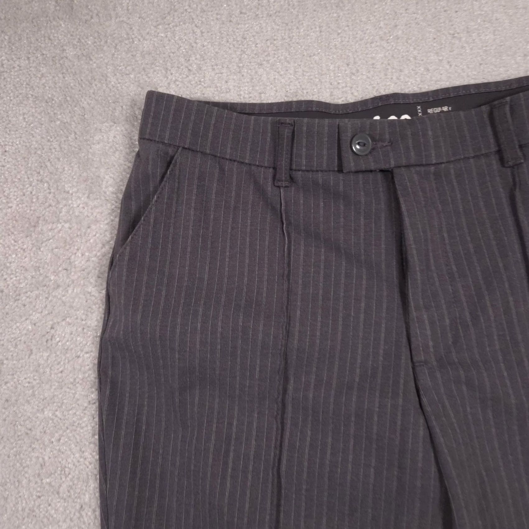Lee Lee Pants Womens 12M Gray Pinstripe Flat Front Stretch Dress Slacks Business Size 34" / US 12 / IT 48 - 3 Thumbnail